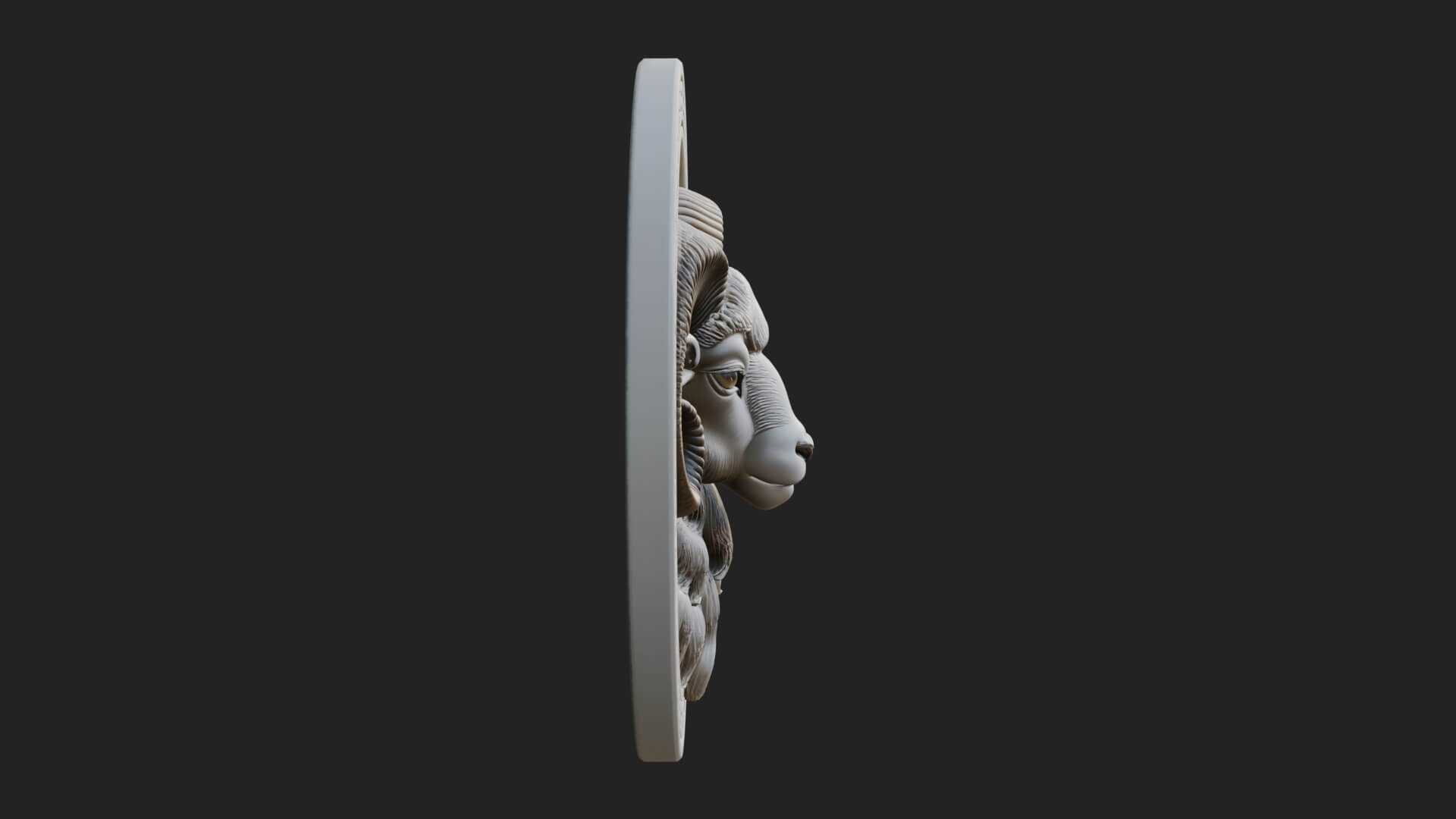 Ram Head Oval Relief Plaque Design 4 3D Print Model 3D Model