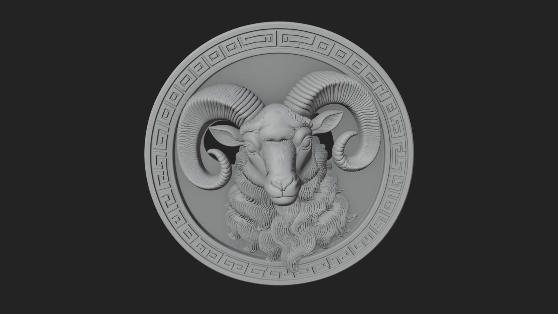 Ram Head Oval Relief Plaque Design 4 3D Print Model 3D Model