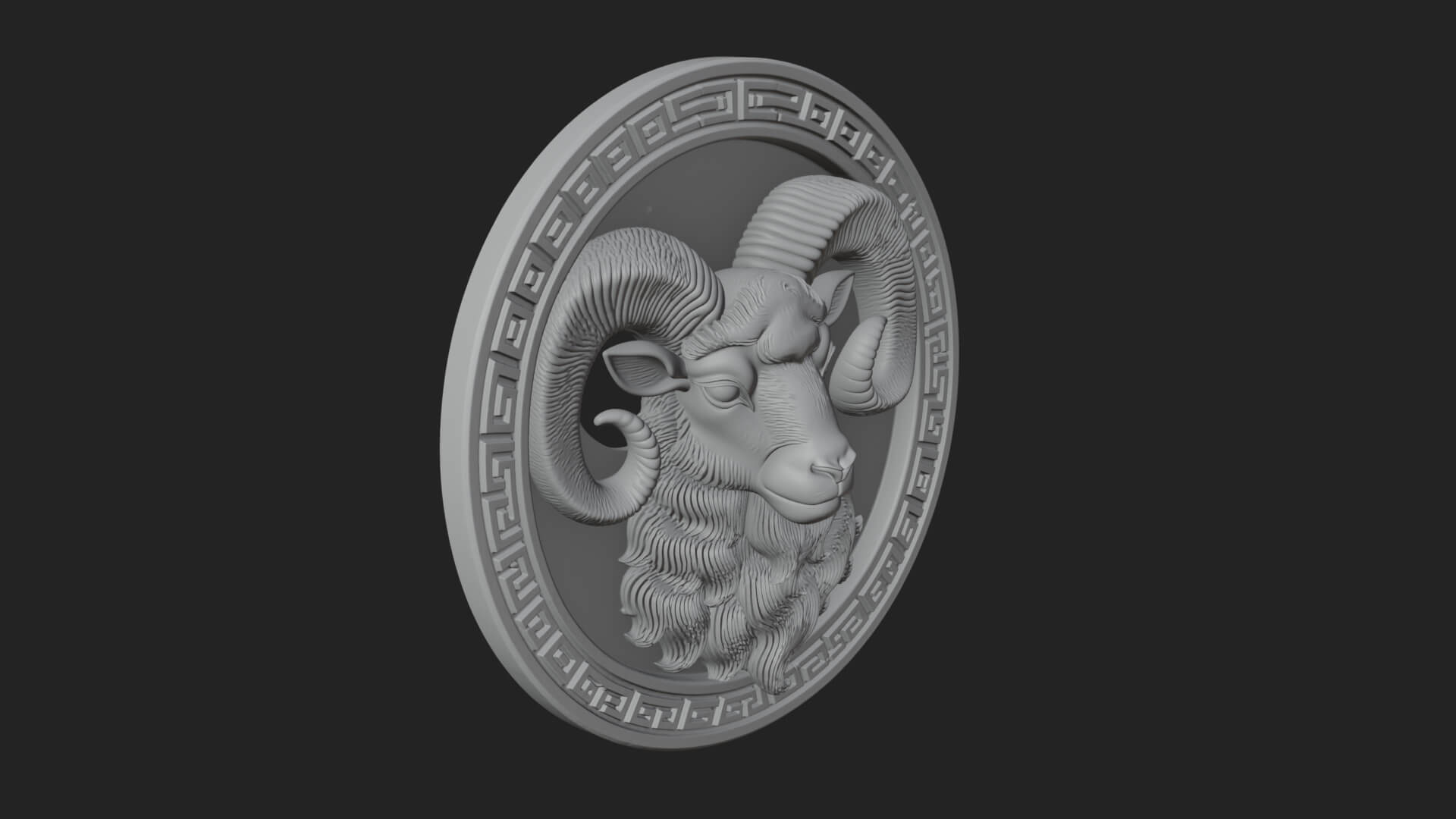 Ram Head Oval Relief Plaque Design 4 3D Print Model 3D Model
