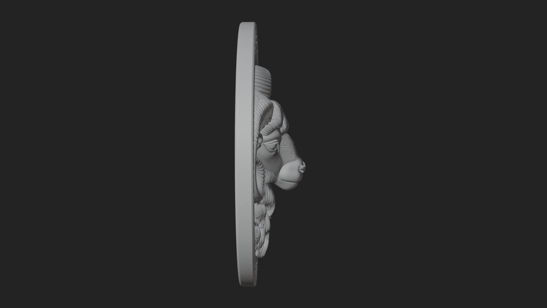 Ram Head Oval Relief Plaque Design 4 3D Print Model 3D Model