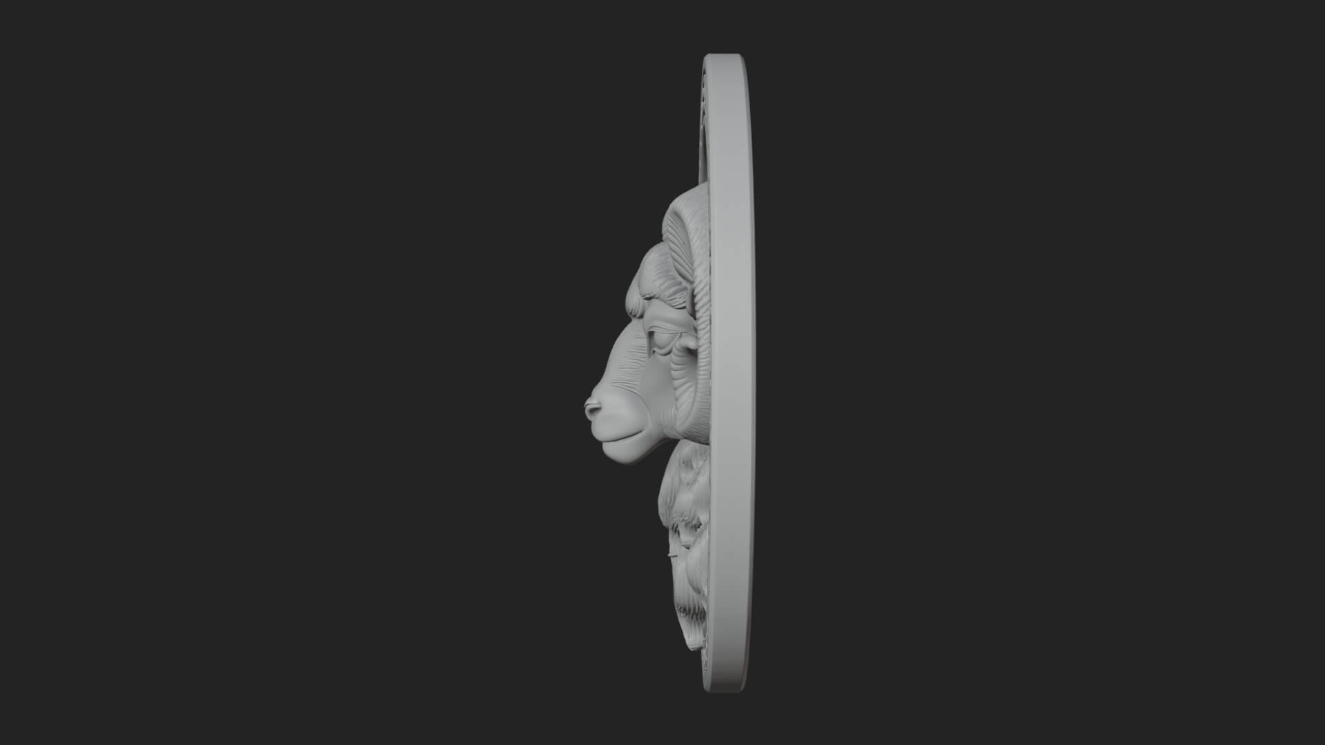 Ram Head Oval Relief Plaque Design 4 3D Print Model 3D Model