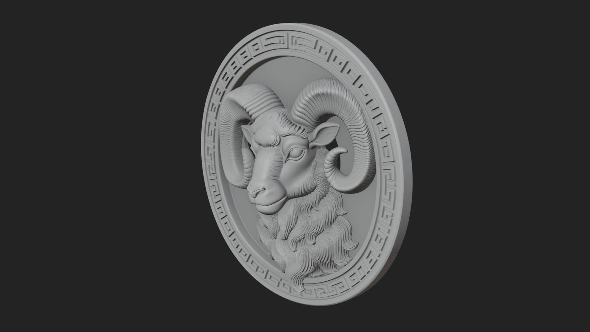 Ram Head Oval Relief Plaque Design 4 3D Print Model 3D Model