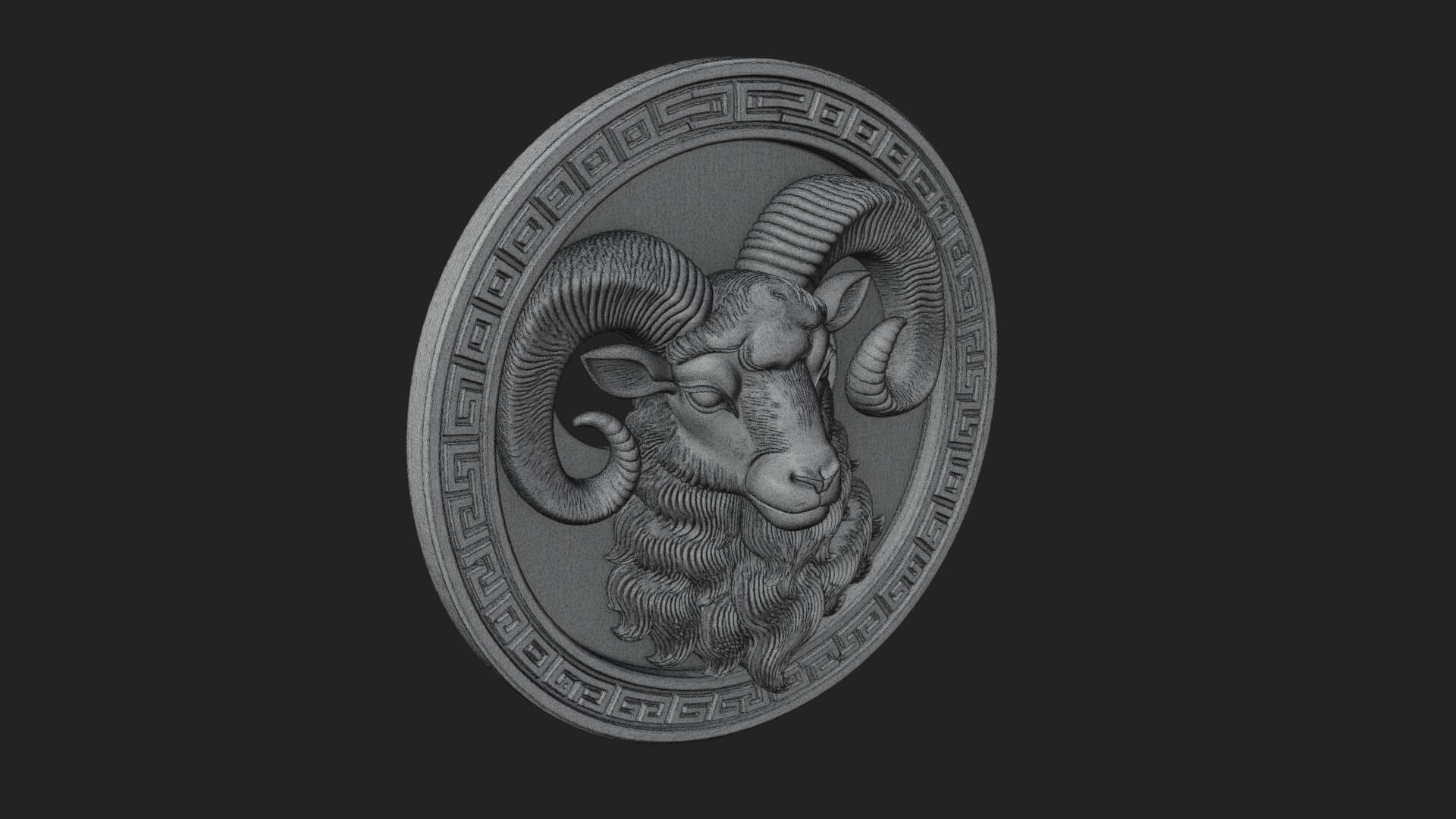 Ram Head Oval Relief Plaque Design 4 3D Print Model 3D Model