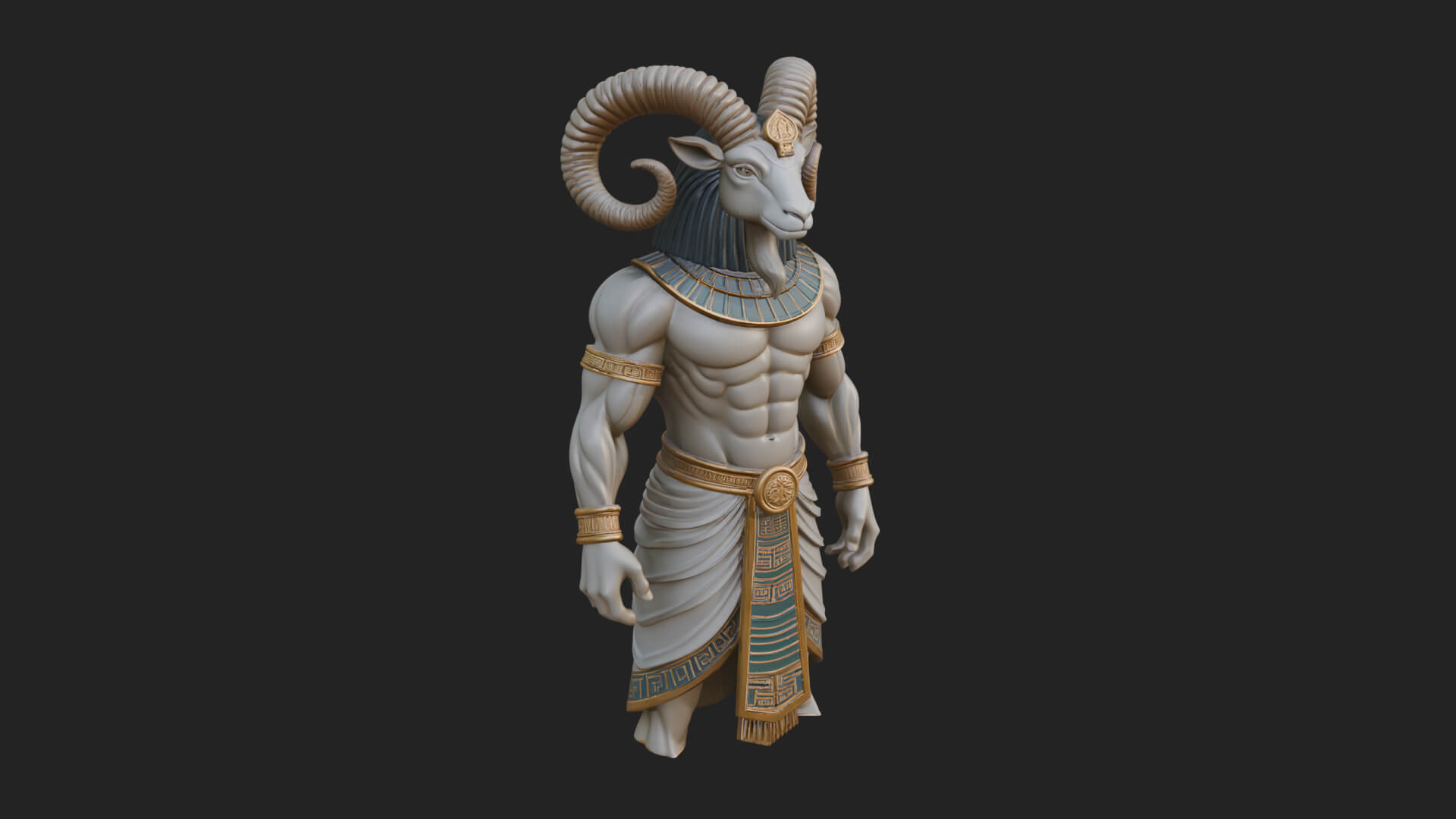 Ram-Headed Egyptian God Statue Design 1 3D Print Model 3D Model