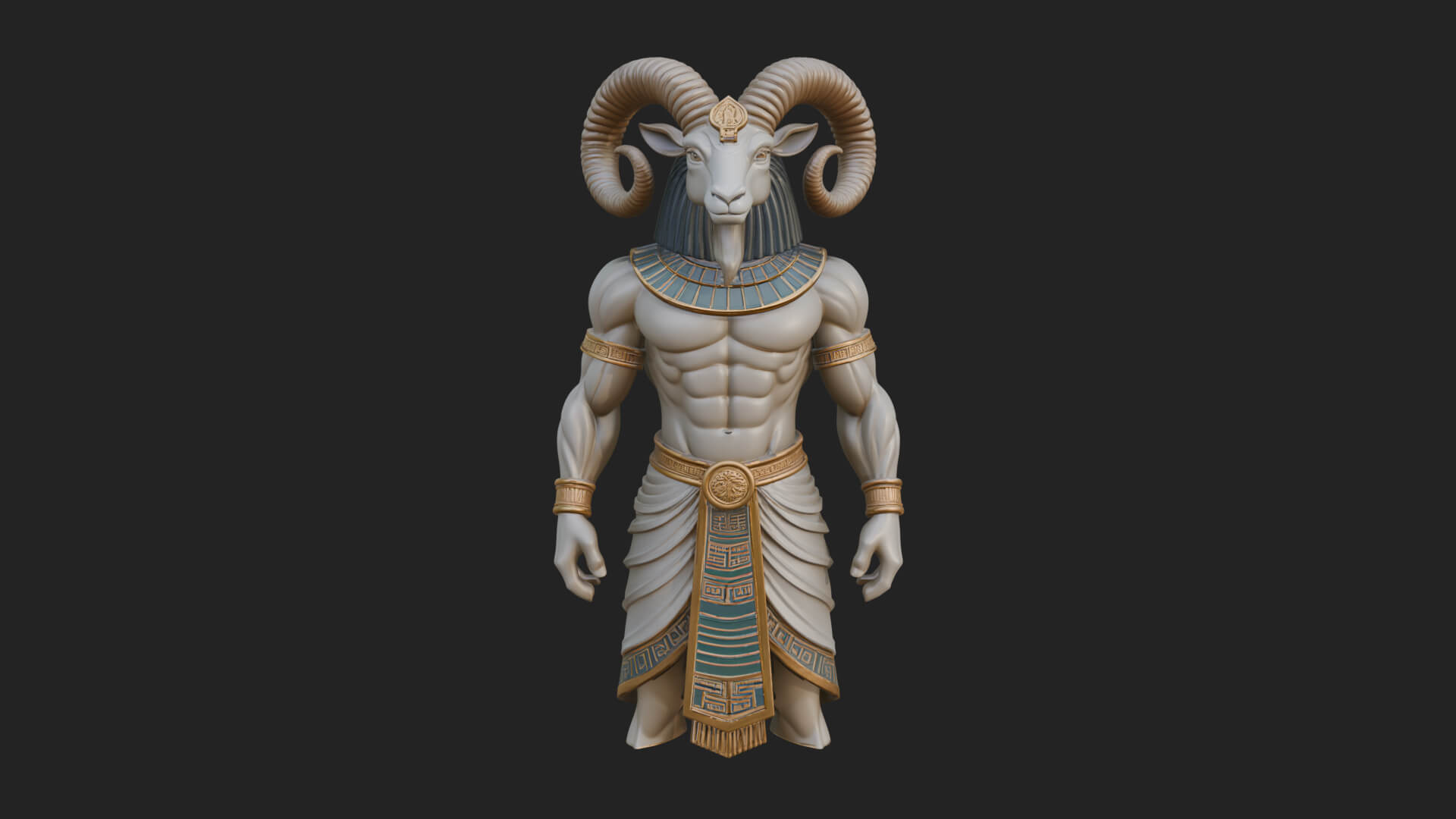 Ram-Headed Egyptian God Statue Design 1 3D Print Model 3D Model