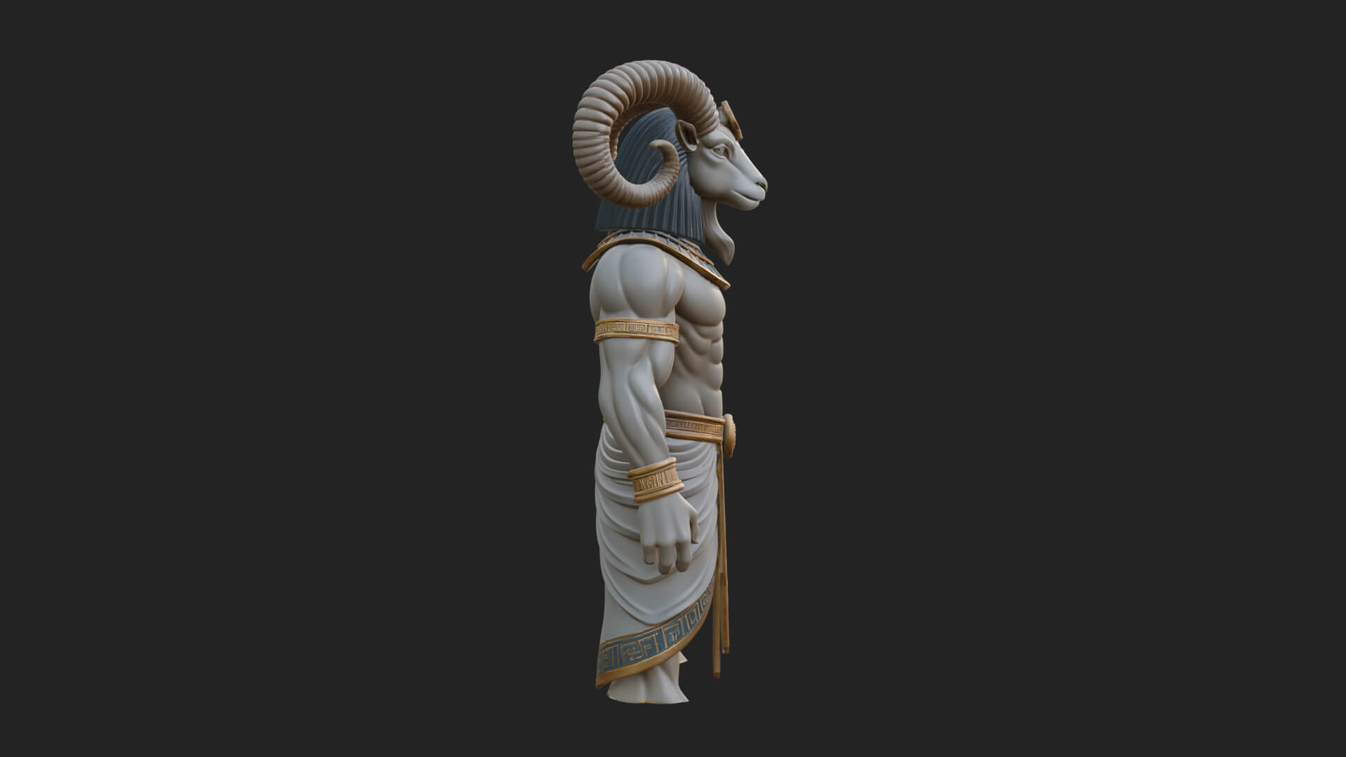 Ram-Headed Egyptian God Statue Design 1 3D Print Model 3D Model