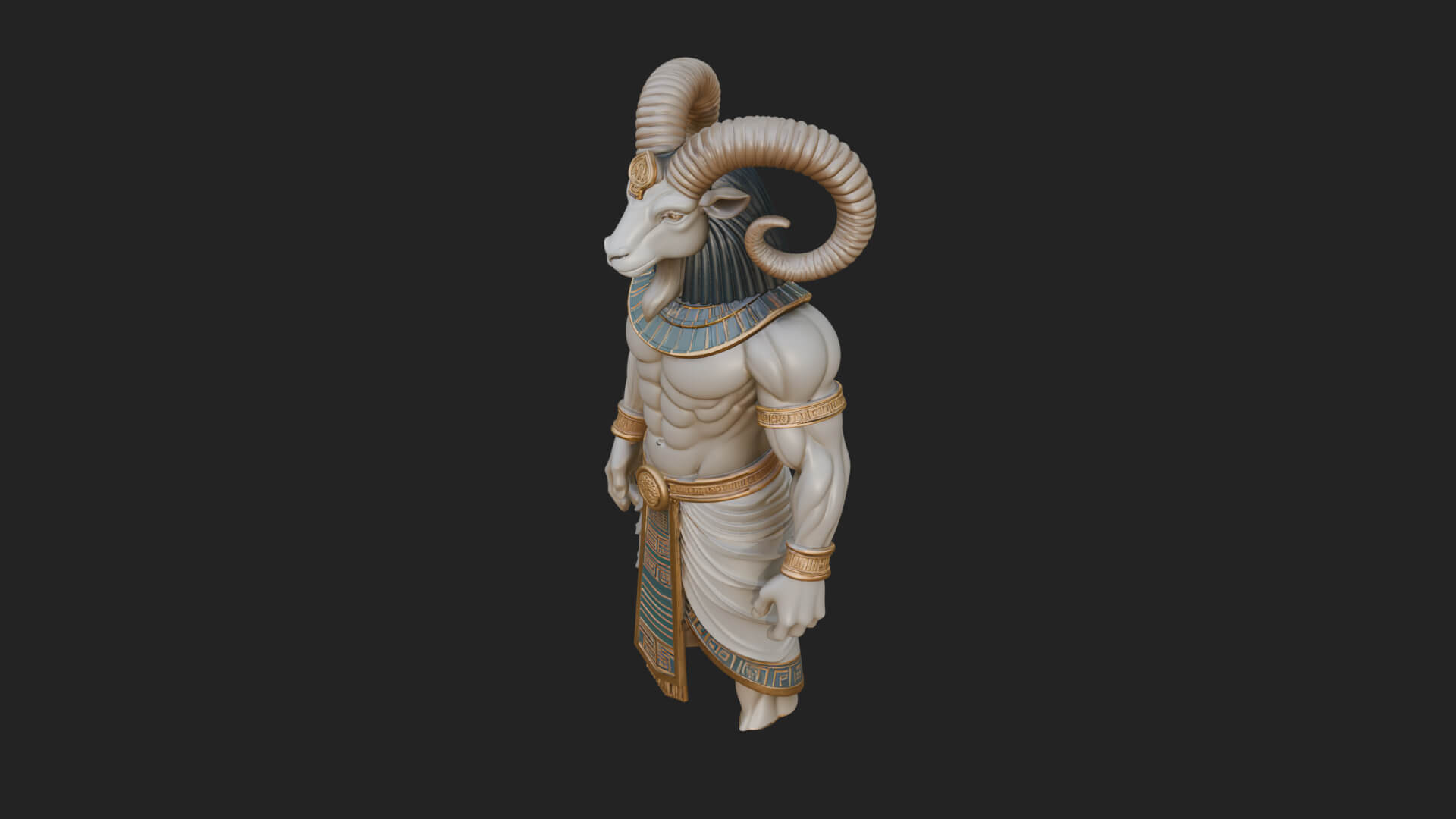 Ram-Headed Egyptian God Statue Design 1 3D Print Model 3D Model