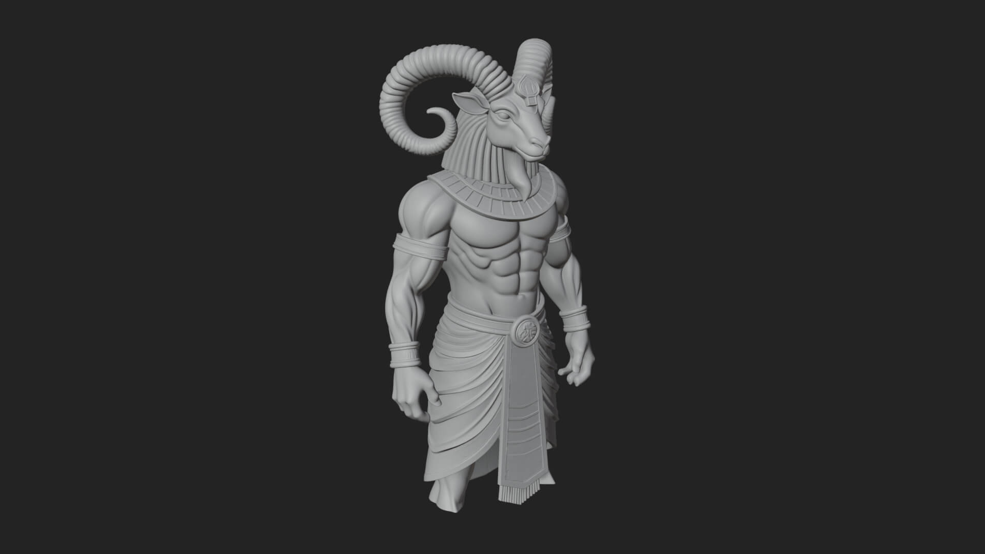 Ram-Headed Egyptian God Statue Design 1 3D Print Model 3D Model