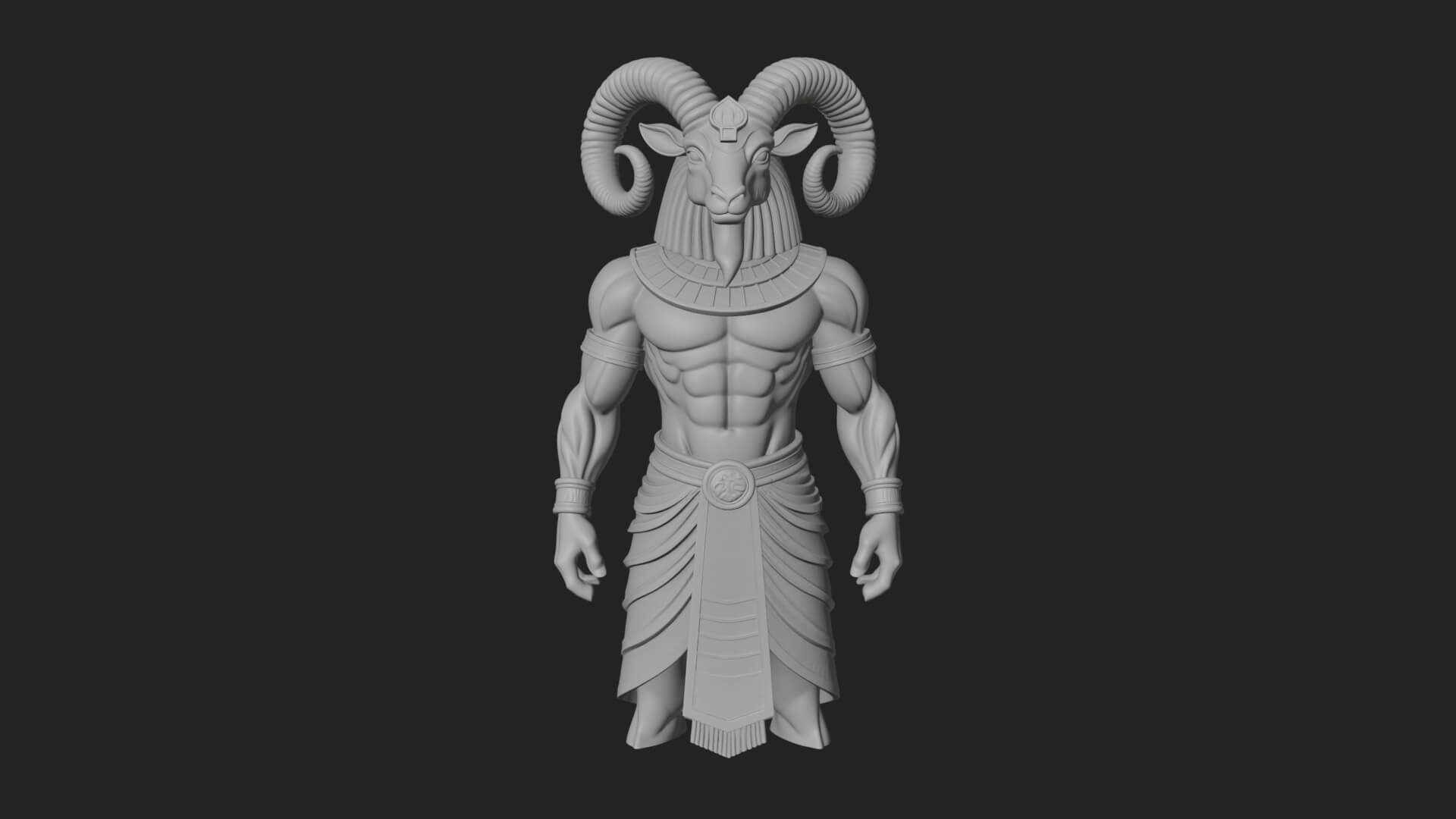 Ram-Headed Egyptian God Statue Design 1 3D Print Model 3D Model