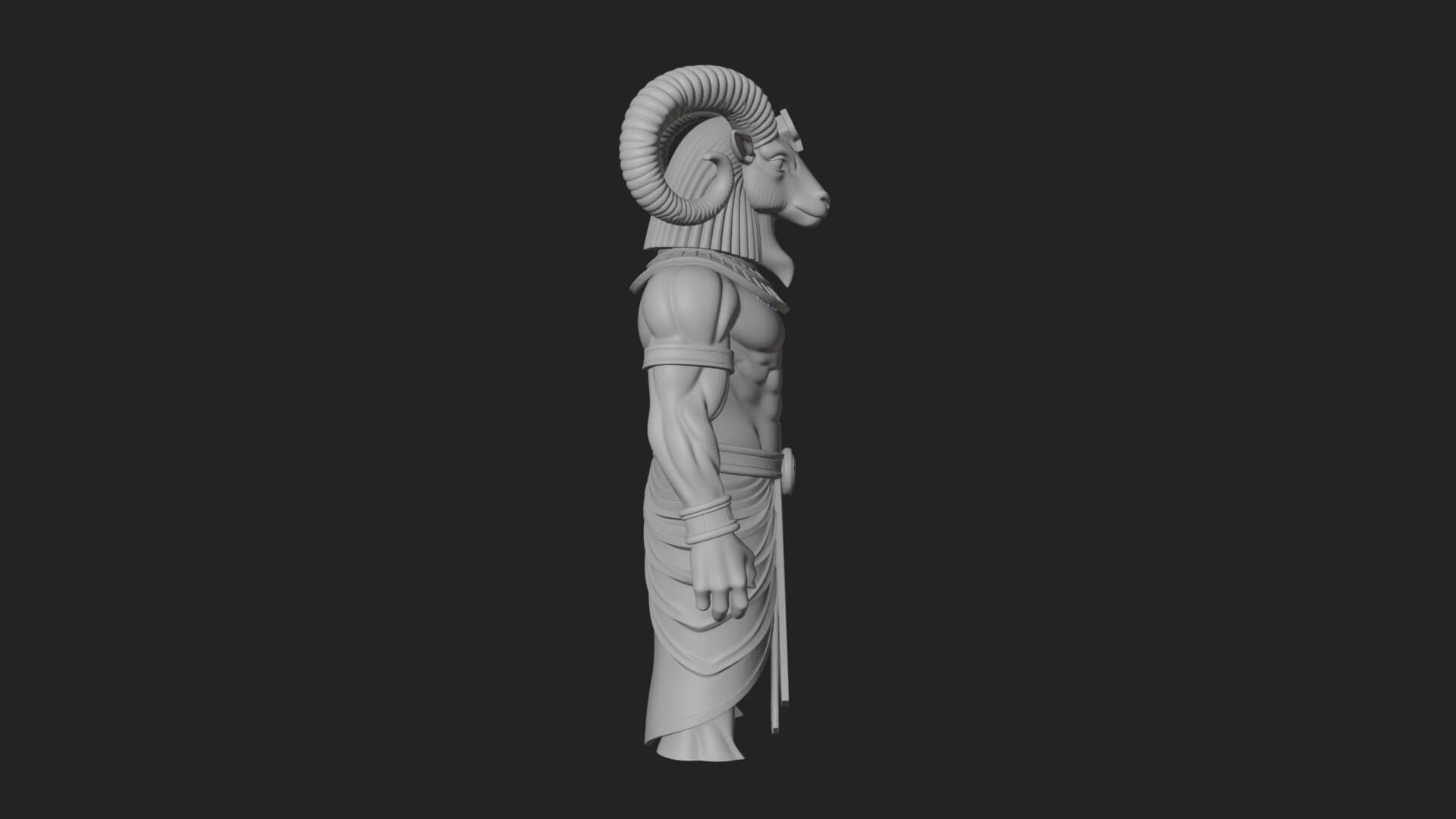 Ram-Headed Egyptian God Statue Design 1 3D Print Model 3D Model
