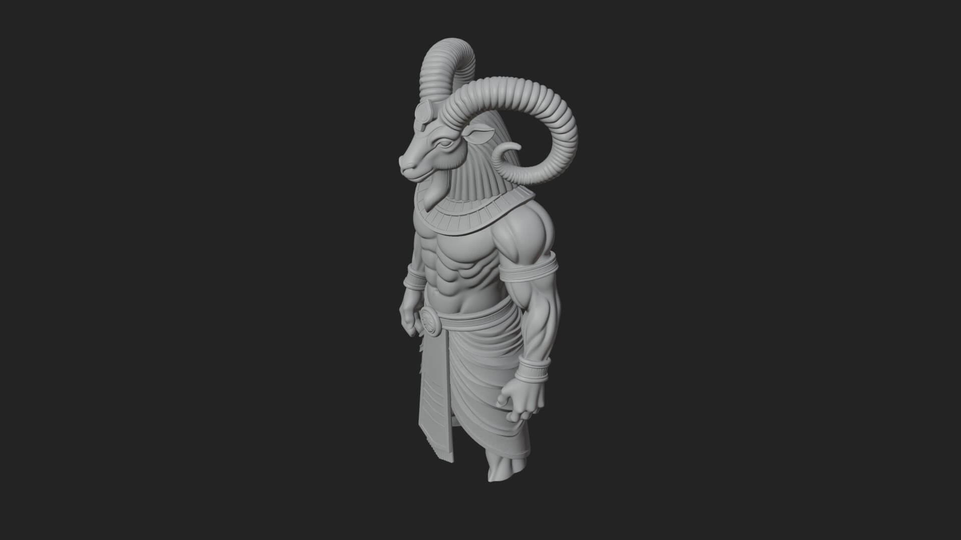 Ram-Headed Egyptian God Statue Design 1 3D Print Model 3D Model