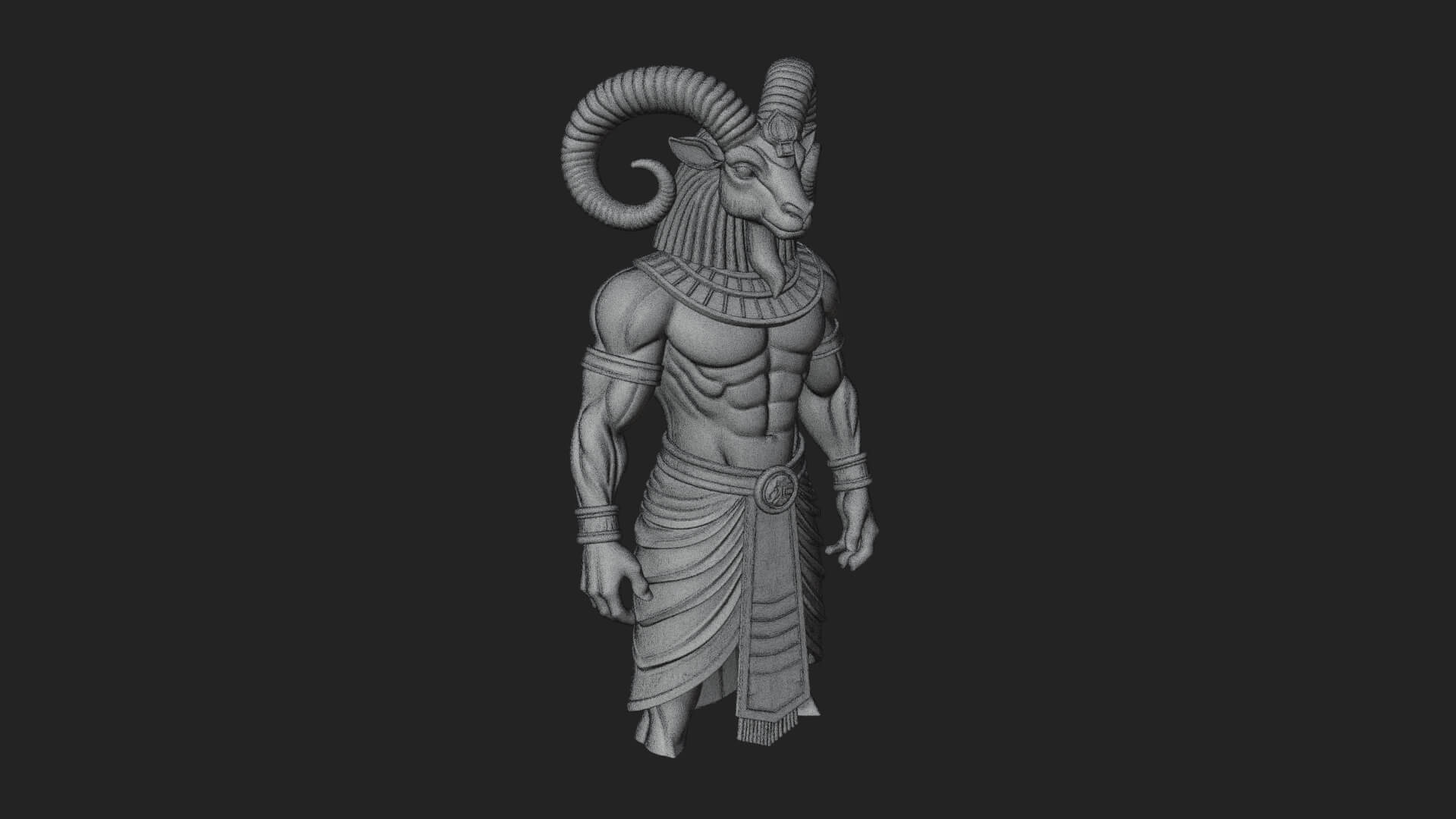 Ram-Headed Egyptian God Statue Design 1 3D Print Model 3D Model