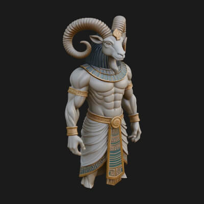 Ram-Headed Egyptian God Statue Design 1 3D Print Model