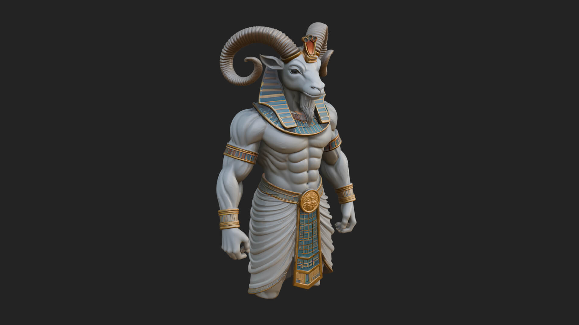Ram-Headed Egyptian God Statue Design 2 3D Print Model 3D Model