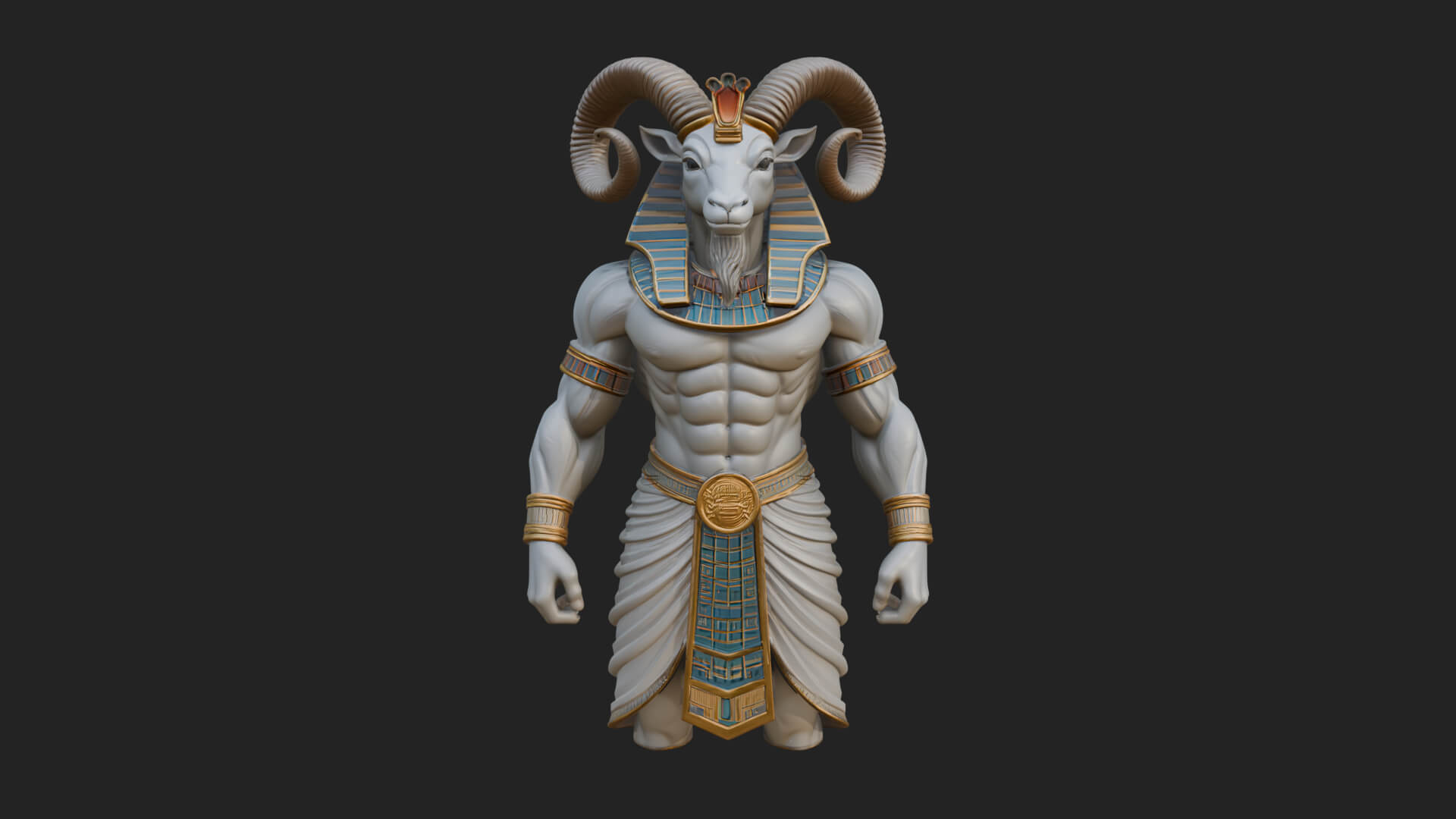 Ram-Headed Egyptian God Statue Design 2 3D Print Model 3D Model