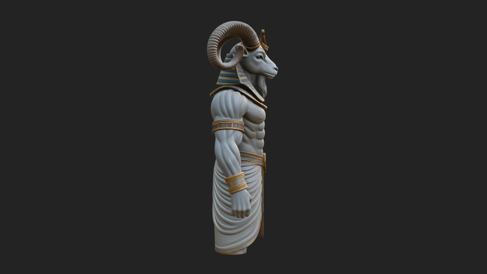 Ram-Headed Egyptian God Statue Design 2 3D Print Model 3D Model