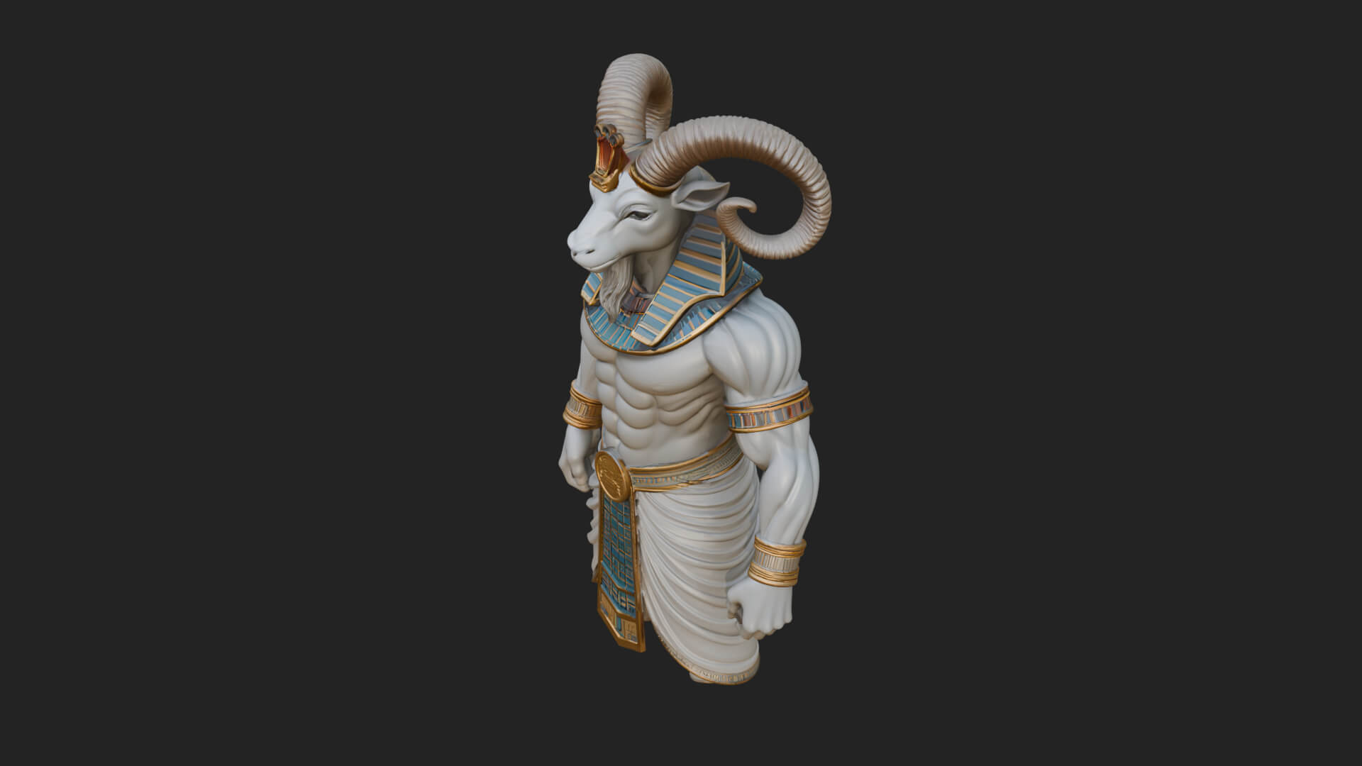 Ram-Headed Egyptian God Statue Design 2 3D Print Model 3D Model