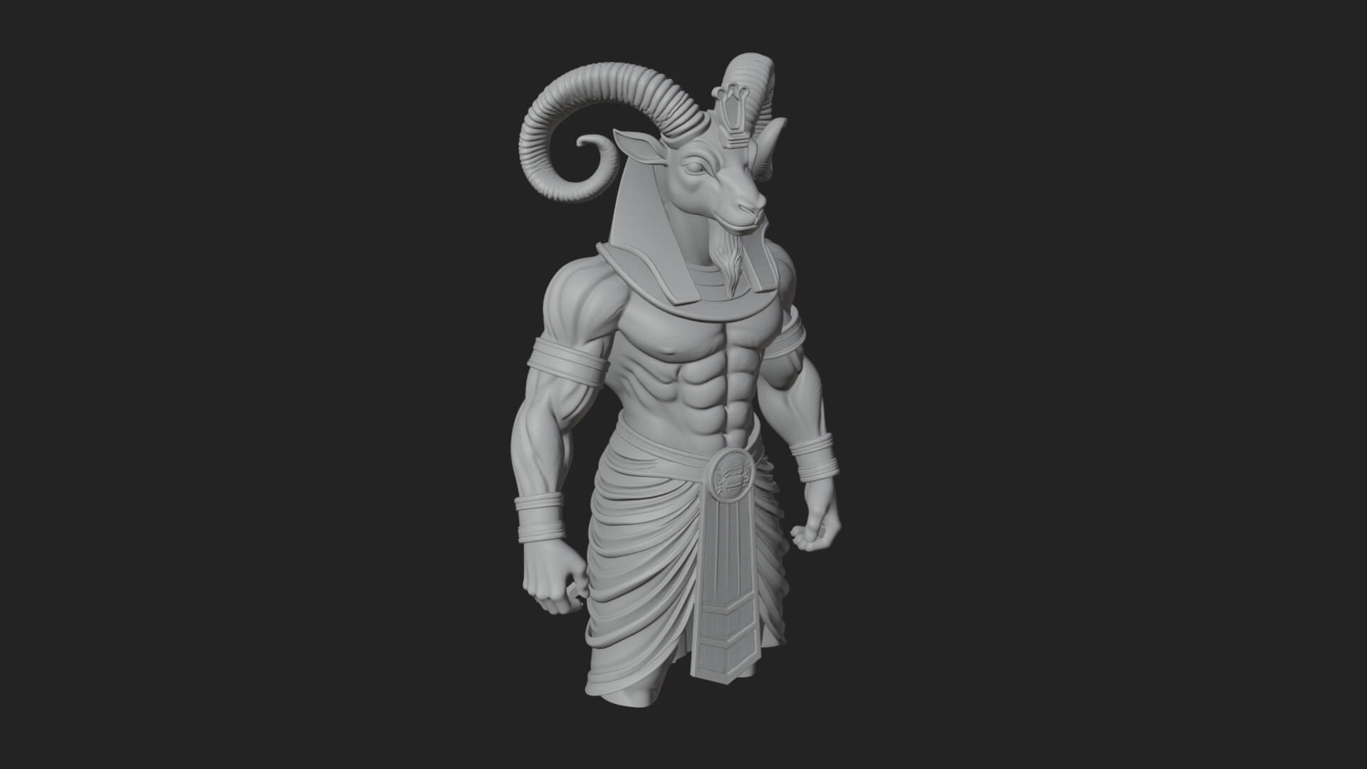 Ram-Headed Egyptian God Statue Design 2 3D Print Model 3D Model