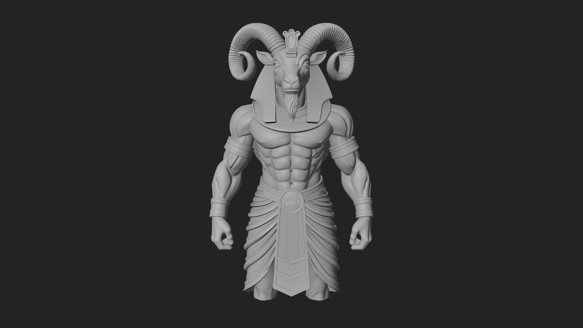 Ram-Headed Egyptian God Statue Design 2 3D Print Model 3D Model