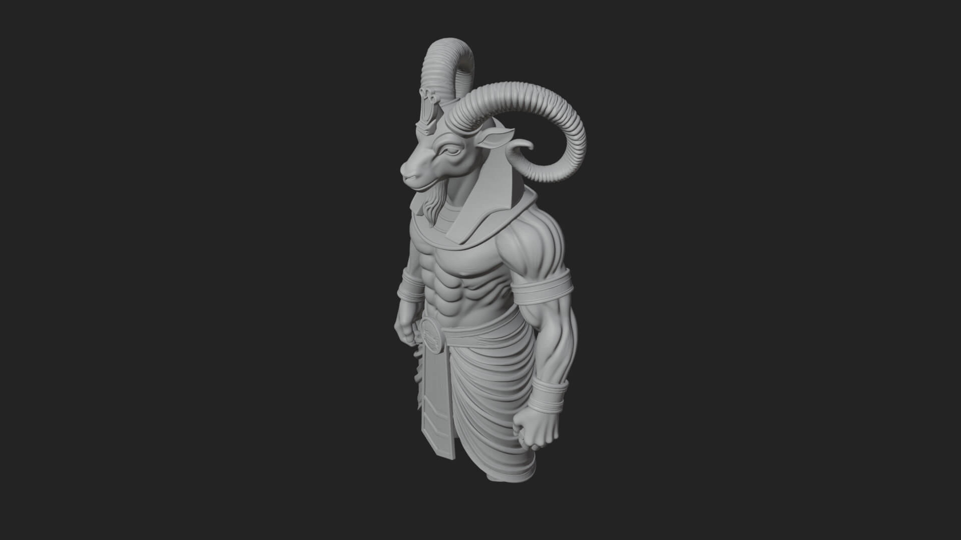Ram-Headed Egyptian God Statue Design 2 3D Print Model 3D Model