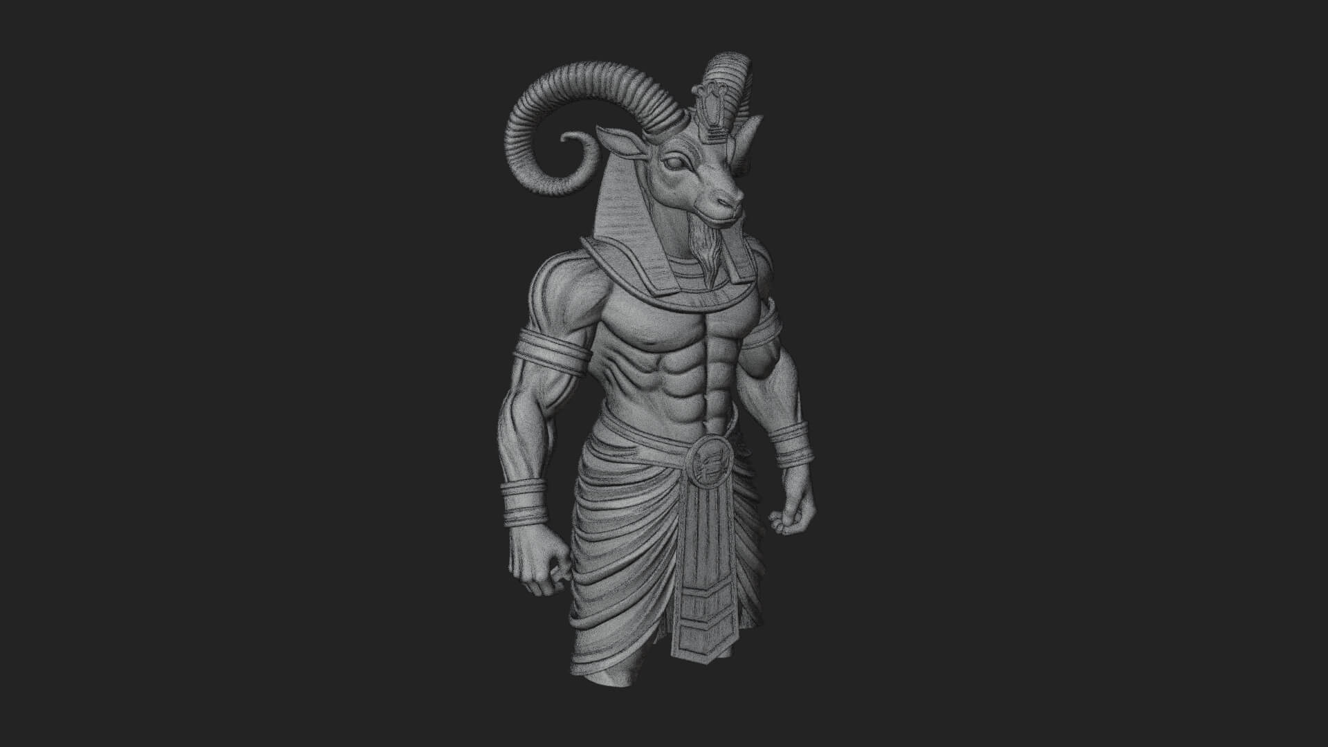 Ram-Headed Egyptian God Statue Design 2 3D Print Model 3D Model