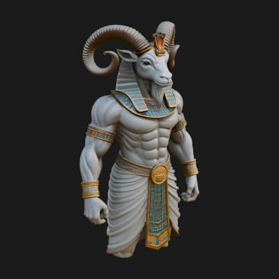 Ram-Headed Egyptian God Statue Design 2 3D Print Model