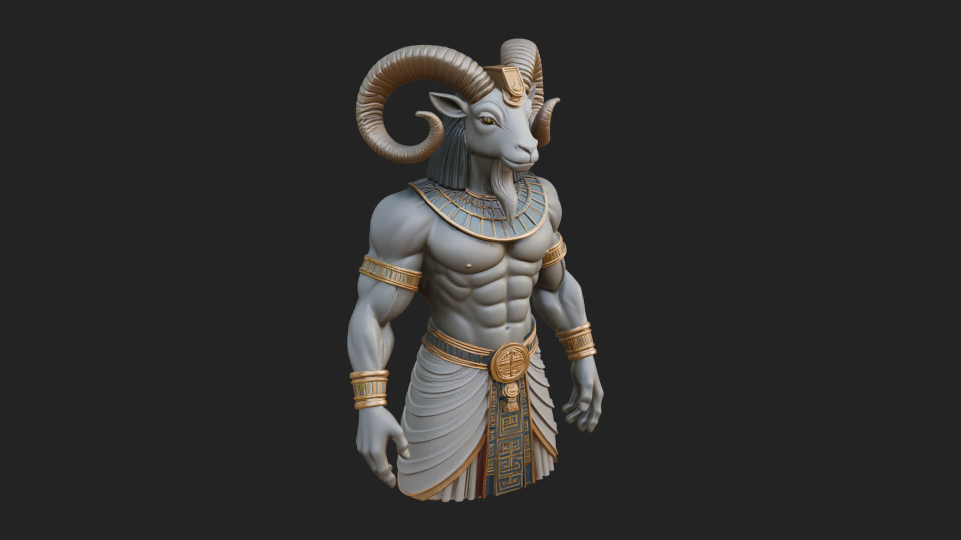 Ram-Headed Egyptian God Statue Design 3 3D Print Model 3D Model