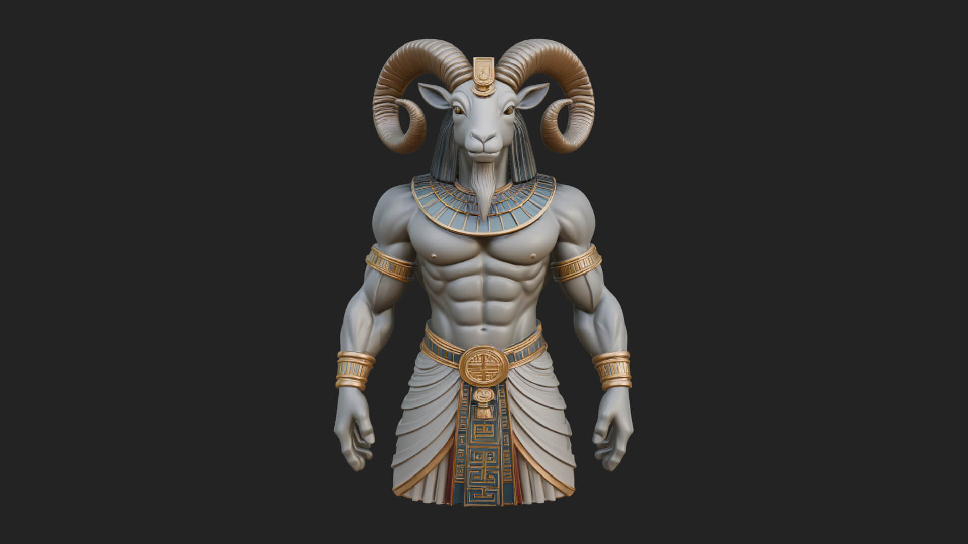 Ram-Headed Egyptian God Statue Design 3 3D Print Model 3D Model