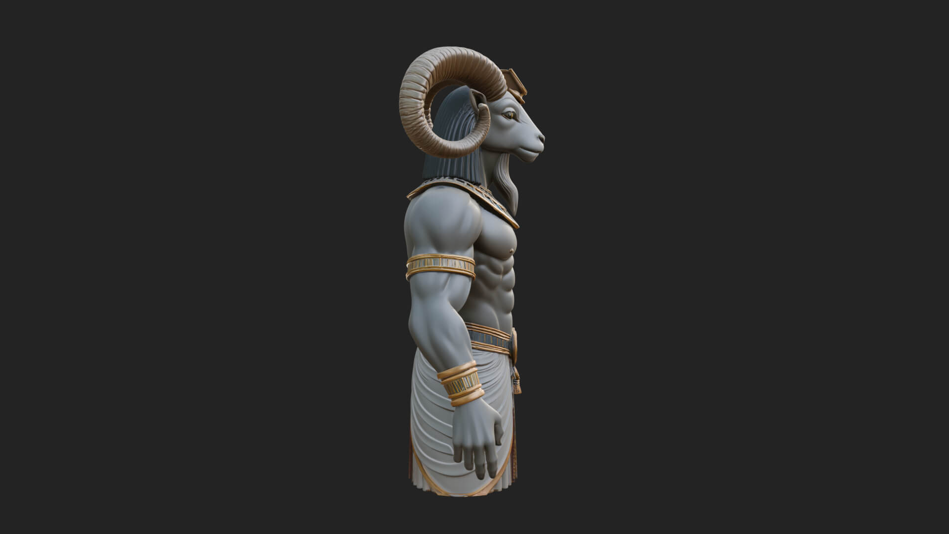 Ram-Headed Egyptian God Statue Design 3 3D Print Model 3D Model