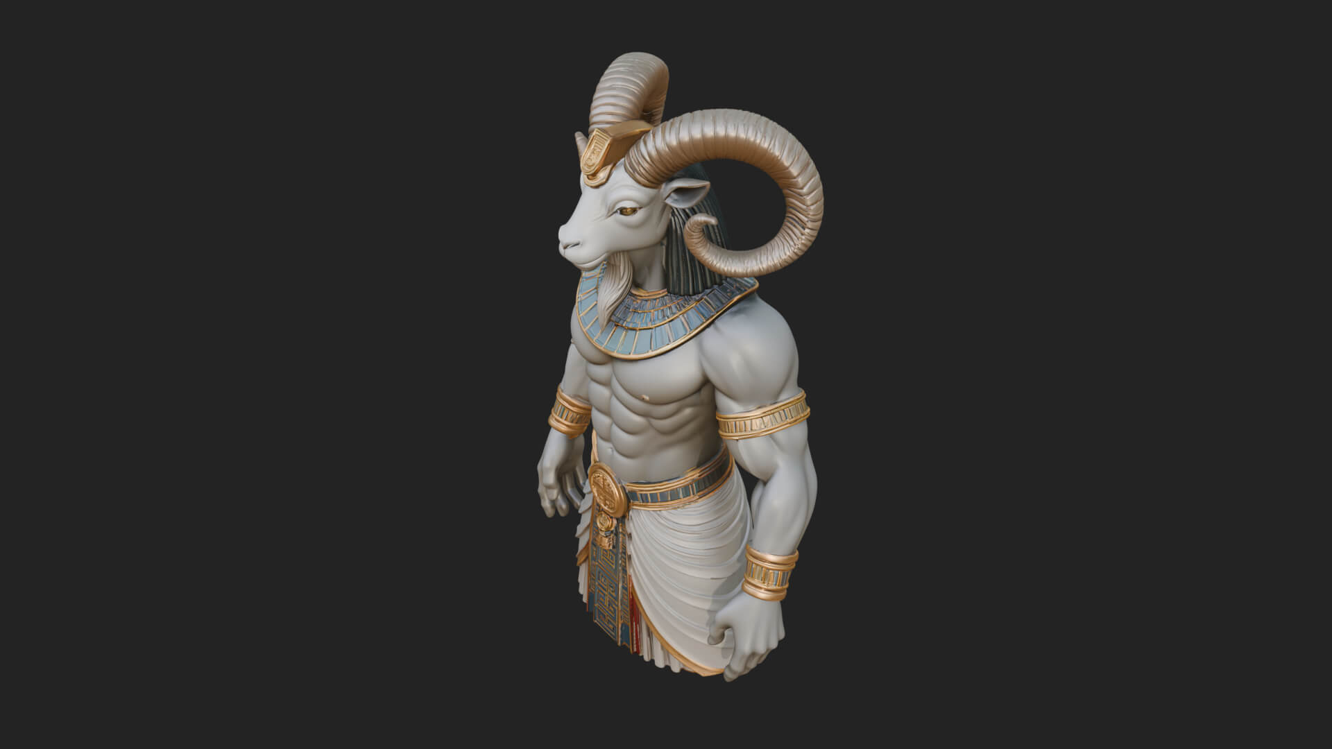Ram-Headed Egyptian God Statue Design 3 3D Print Model 3D Model