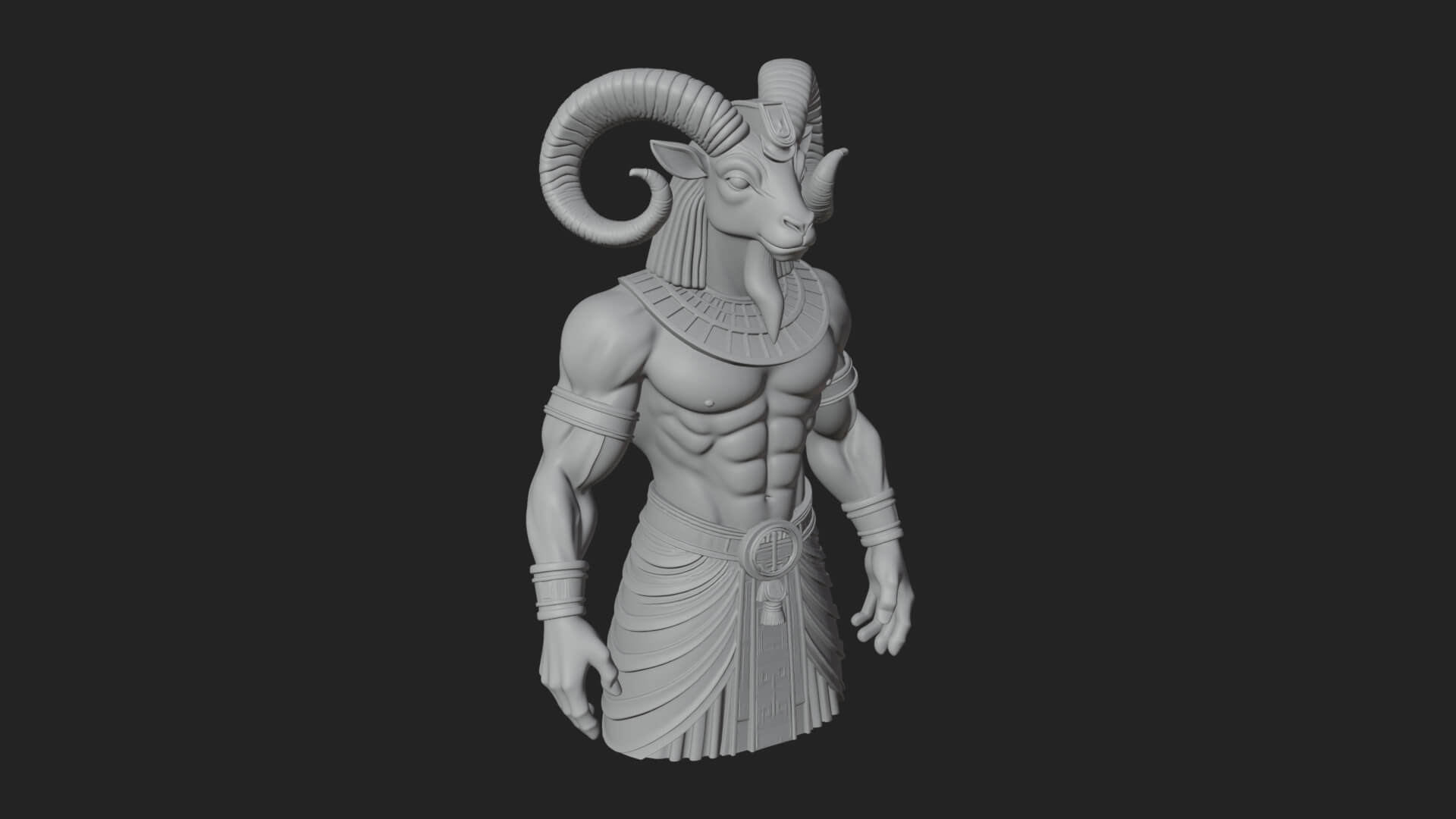 Ram-Headed Egyptian God Statue Design 3 3D Print Model 3D Model