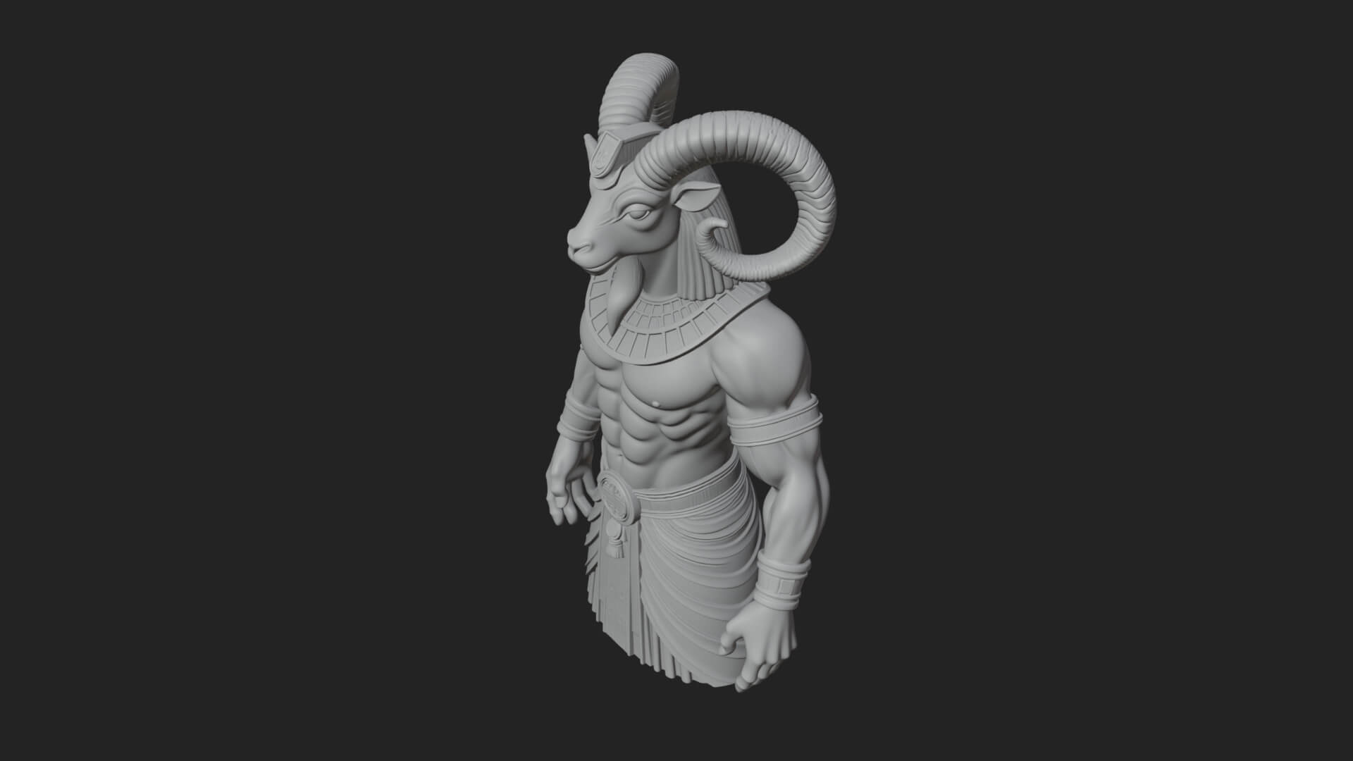 Ram-Headed Egyptian God Statue Design 3 3D Print Model 3D Model