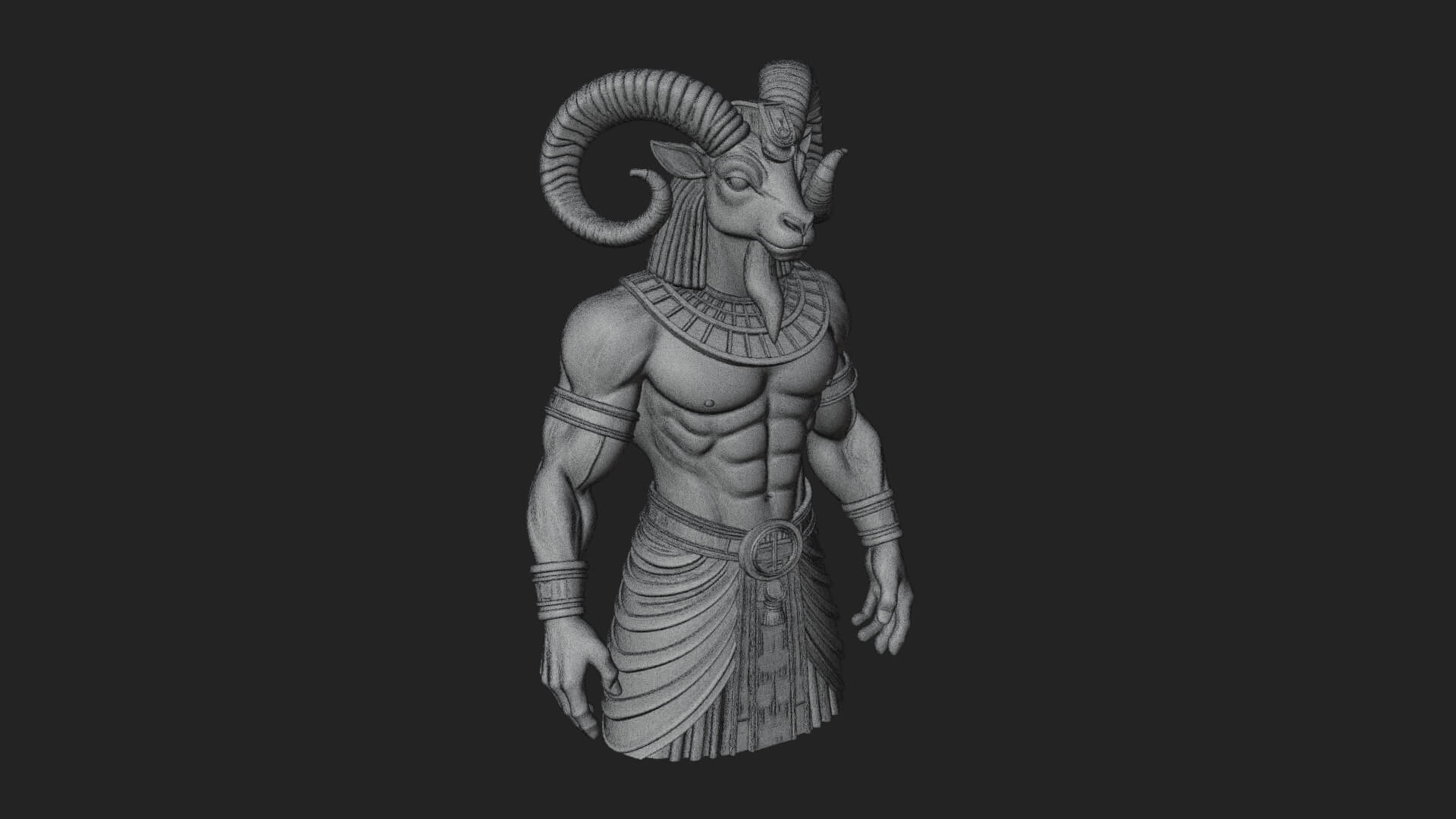 Ram-Headed Egyptian God Statue Design 3 3D Print Model 3D Model