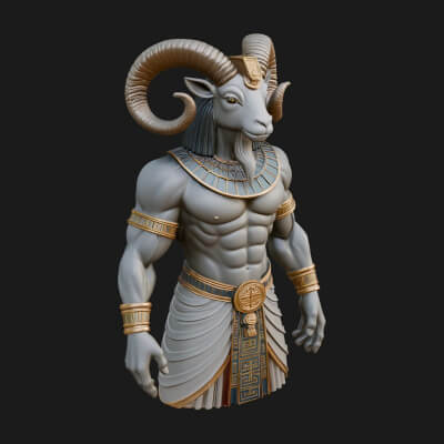 Ram-Headed Egyptian God Statue Design 3 3D Print Model