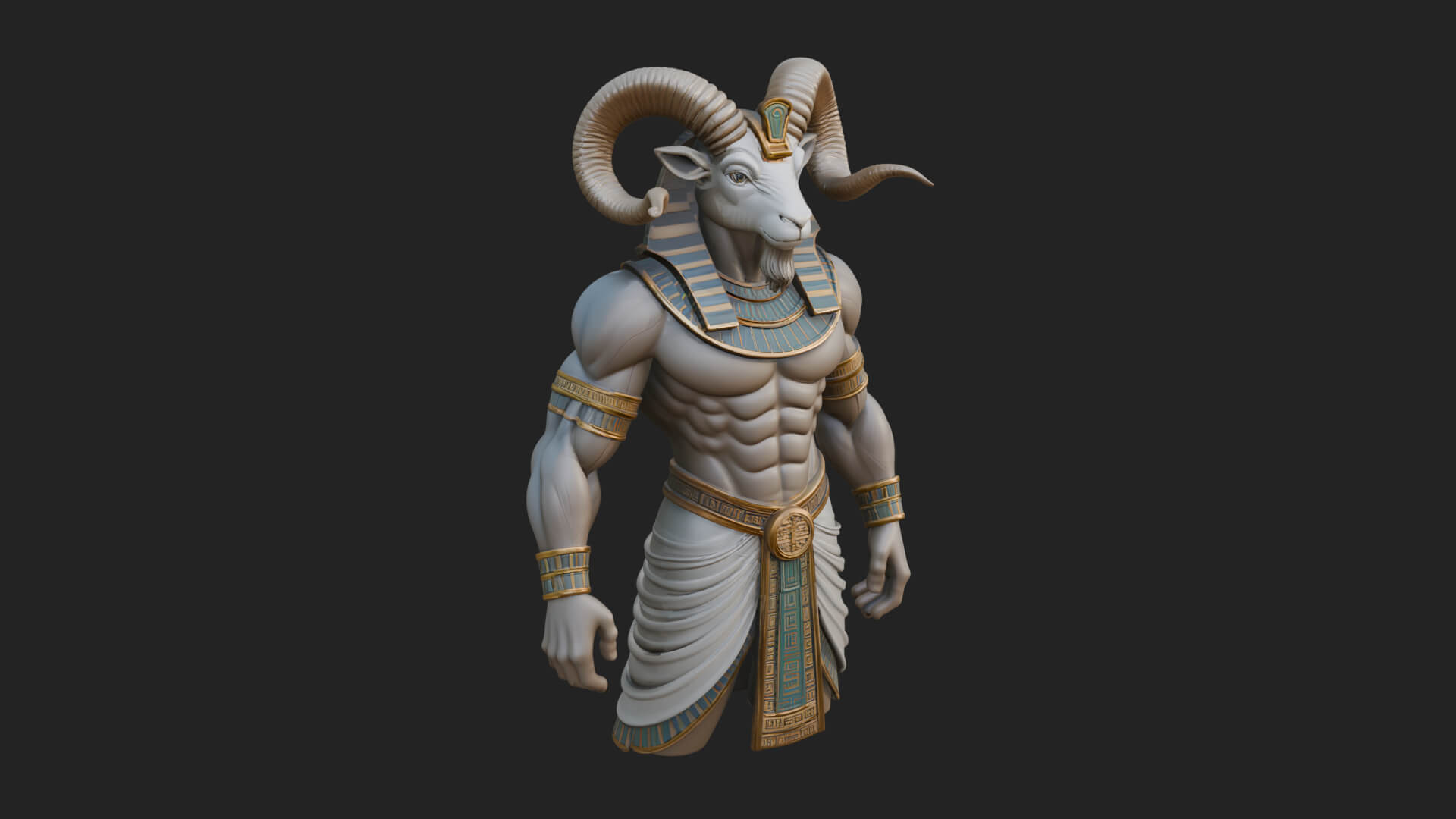 Ram-Headed Egyptian God Statue Design 4 3D Print Model 3D Model