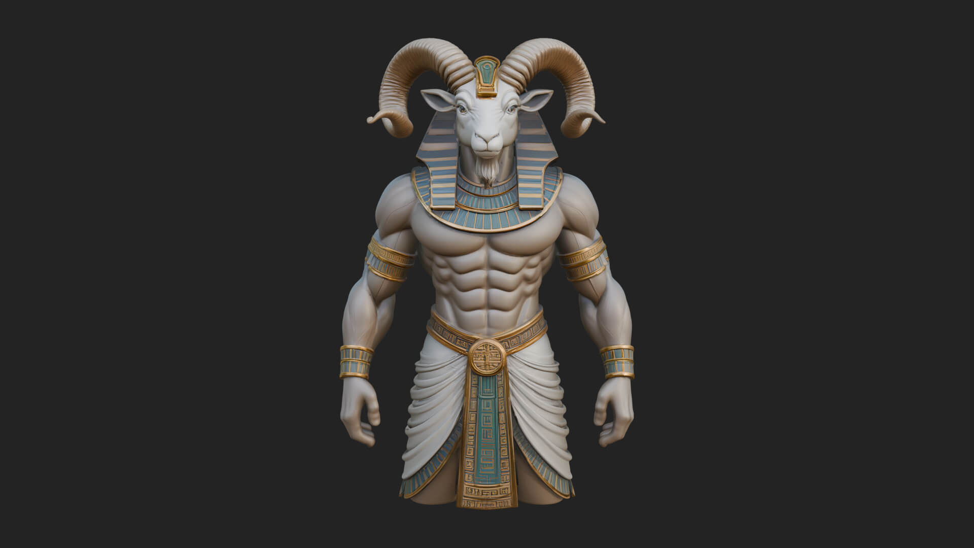 Ram-Headed Egyptian God Statue Design 4 3D Print Model 3D Model