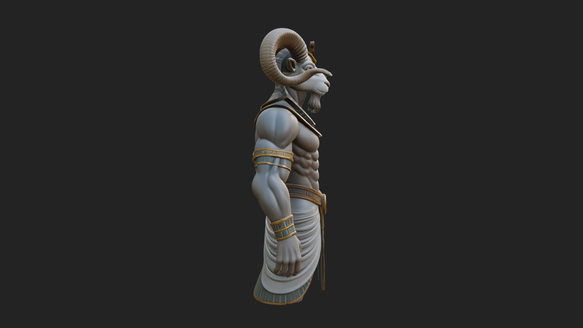 Ram-Headed Egyptian God Statue Design 4 3D Print Model 3D Model