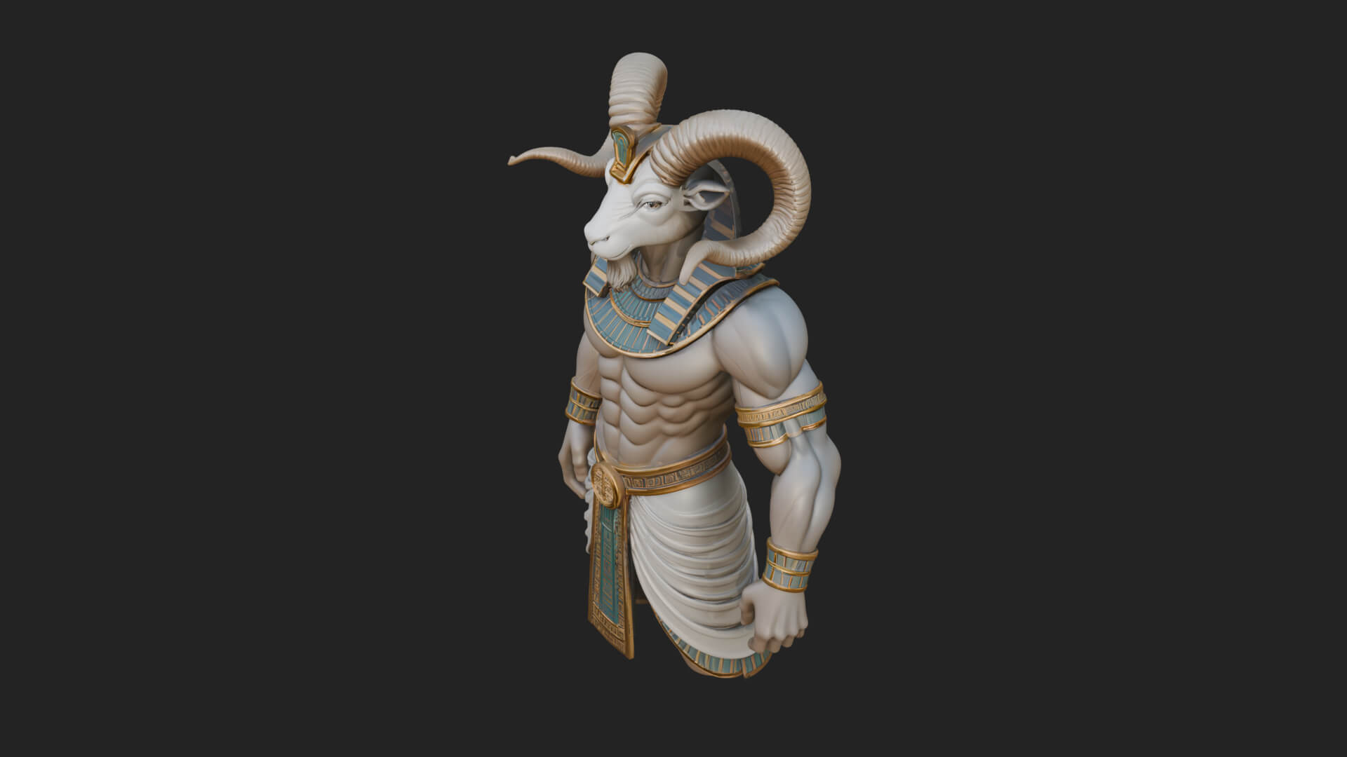 Ram-Headed Egyptian God Statue Design 4 3D Print Model 3D Model