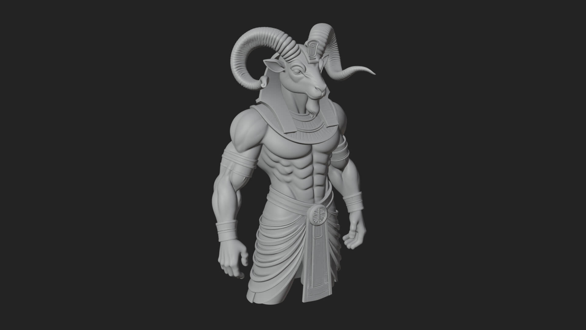 Ram-Headed Egyptian God Statue Design 4 3D Print Model 3D Model