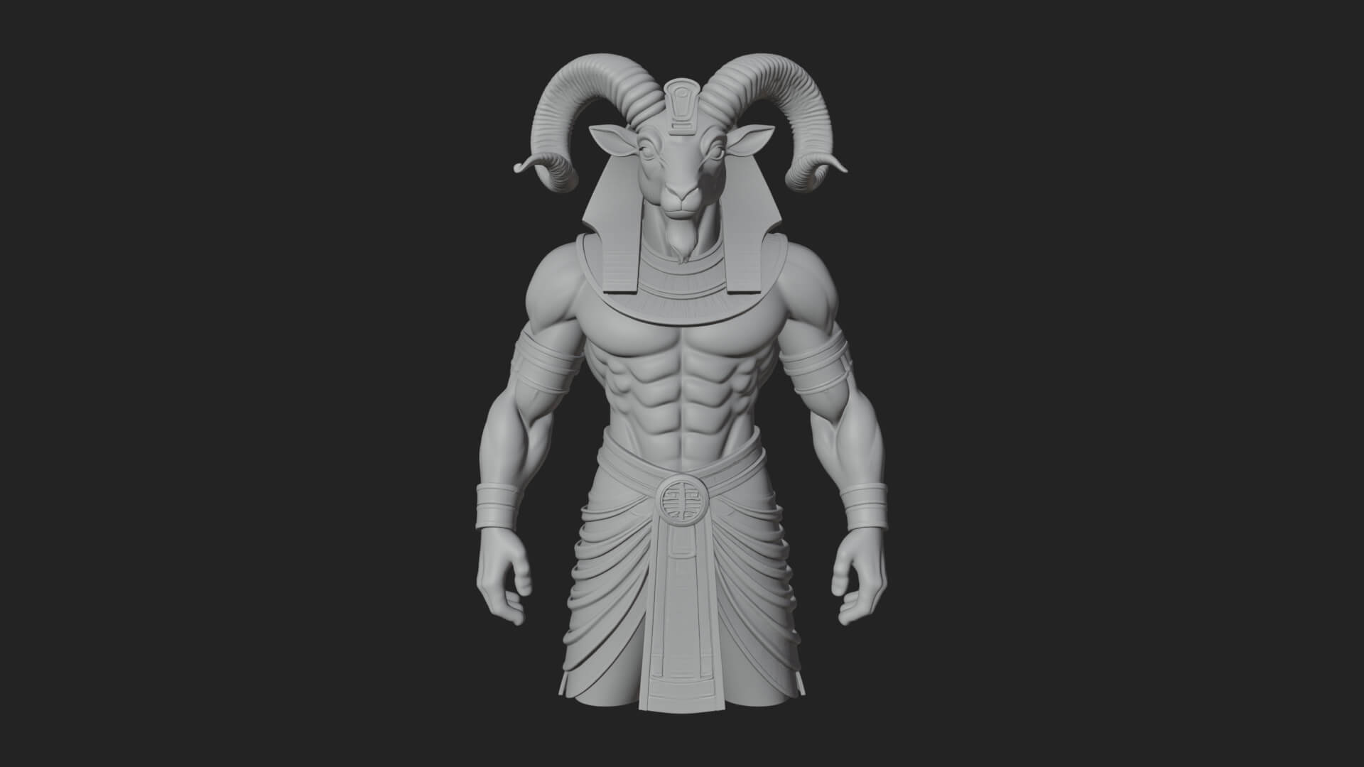 Ram-Headed Egyptian God Statue Design 4 3D Print Model 3D Model