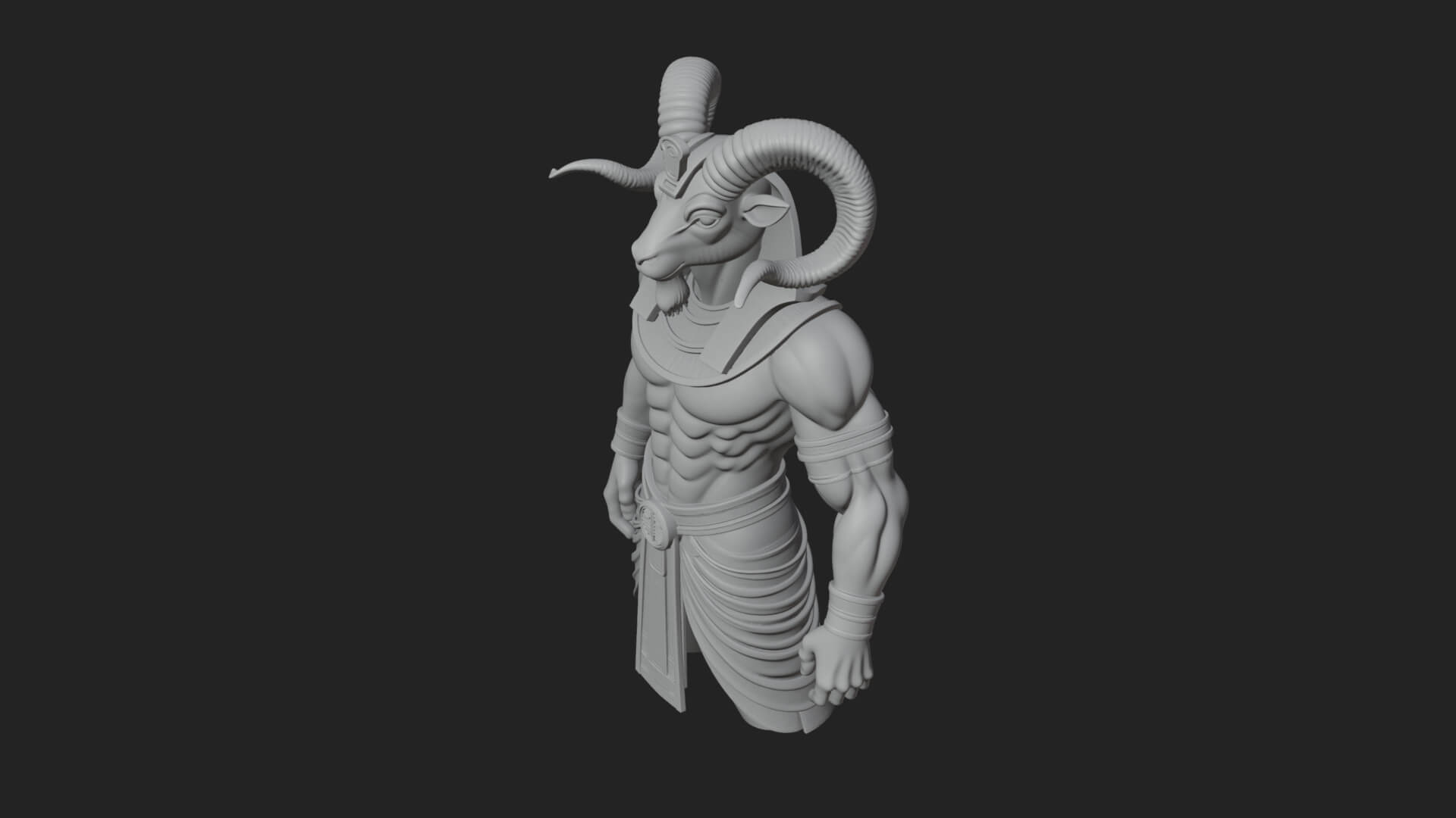 Ram-Headed Egyptian God Statue Design 4 3D Print Model 3D Model