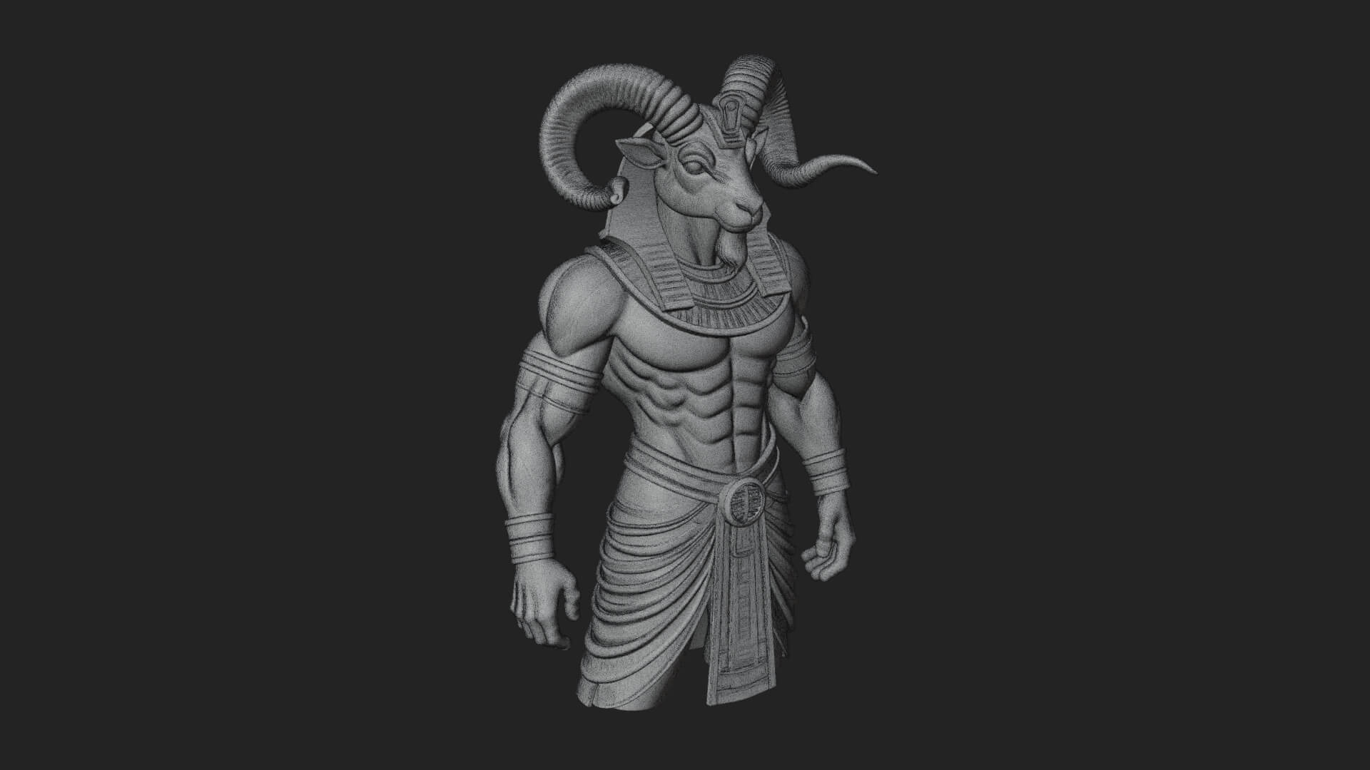 Ram-Headed Egyptian God Statue Design 4 3D Print Model 3D Model