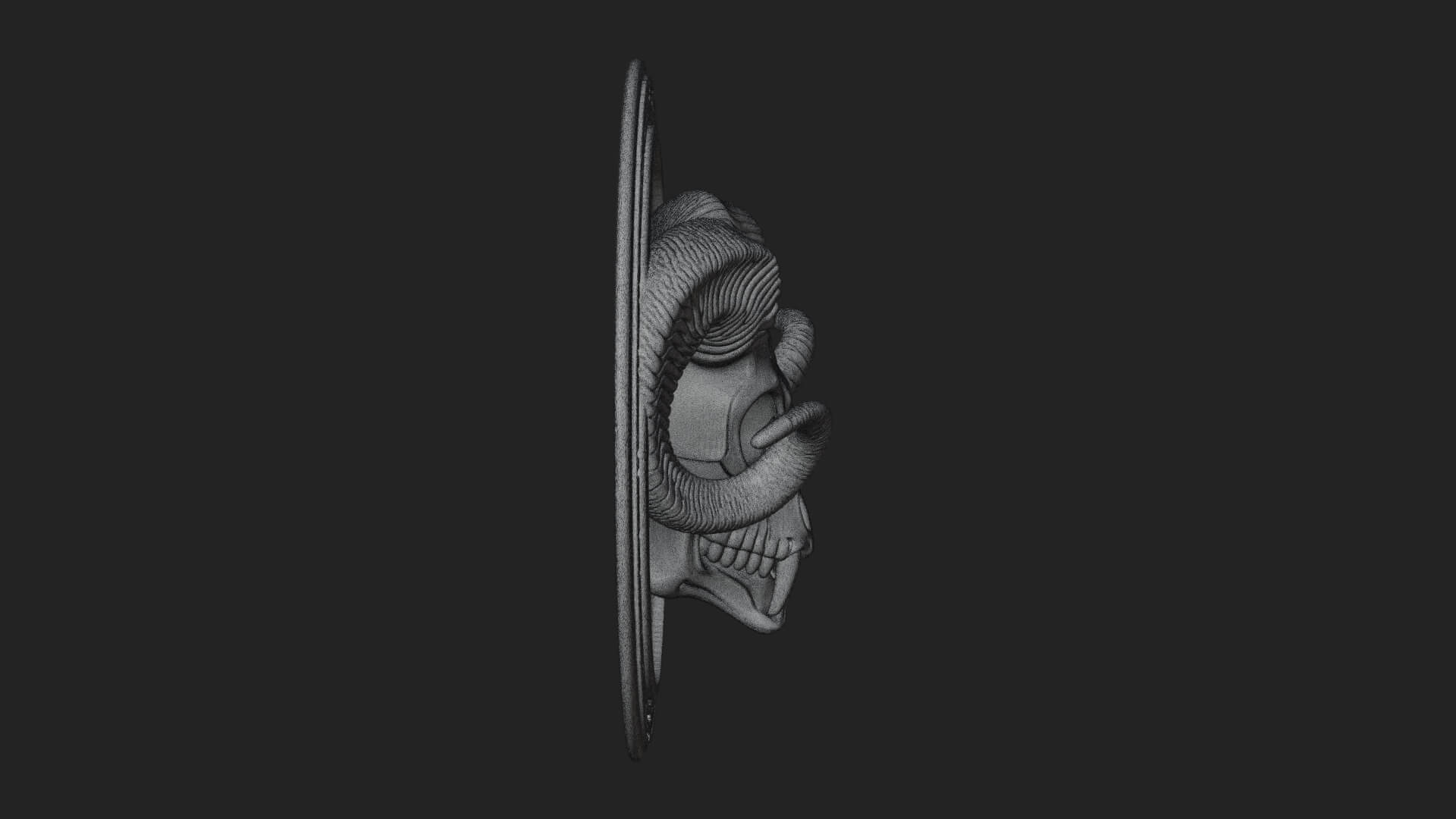 Ram Skull Oval Relief Plaque Design 1 3D Print Model 3D Model