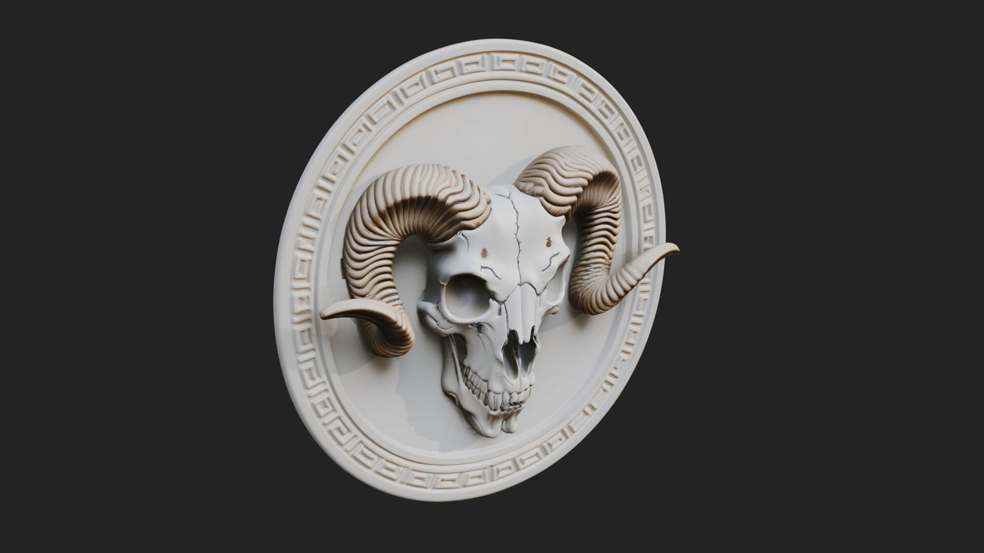 Ram Skull Oval Relief Plaque Design 2 3D Print Model 3D Model