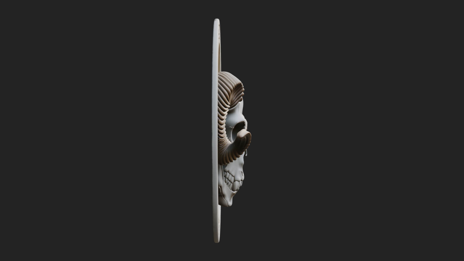 Ram Skull Oval Relief Plaque Design 2 3D Print Model 3D Model