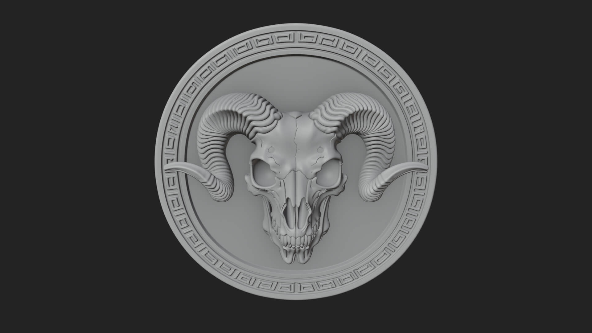 Ram Skull Oval Relief Plaque Design 2 3D Print Model 3D Model