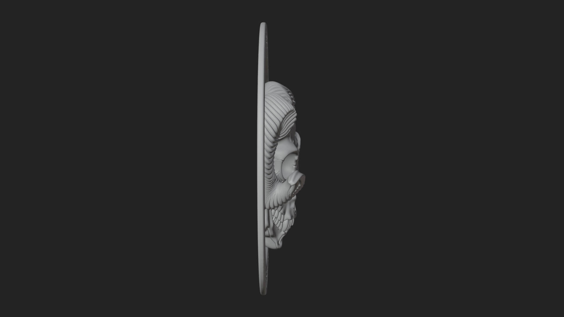 Ram Skull Oval Relief Plaque Design 2 3D Print Model 3D Model