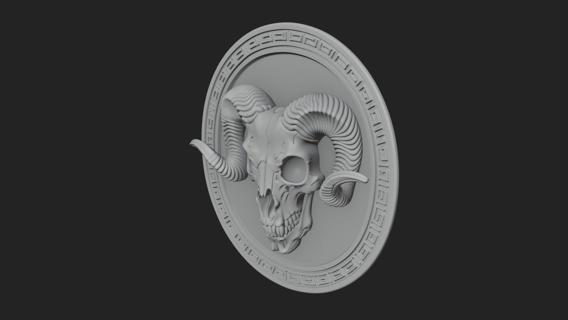 Ram Skull Oval Relief Plaque Design 2 3D Print Model 3D Model