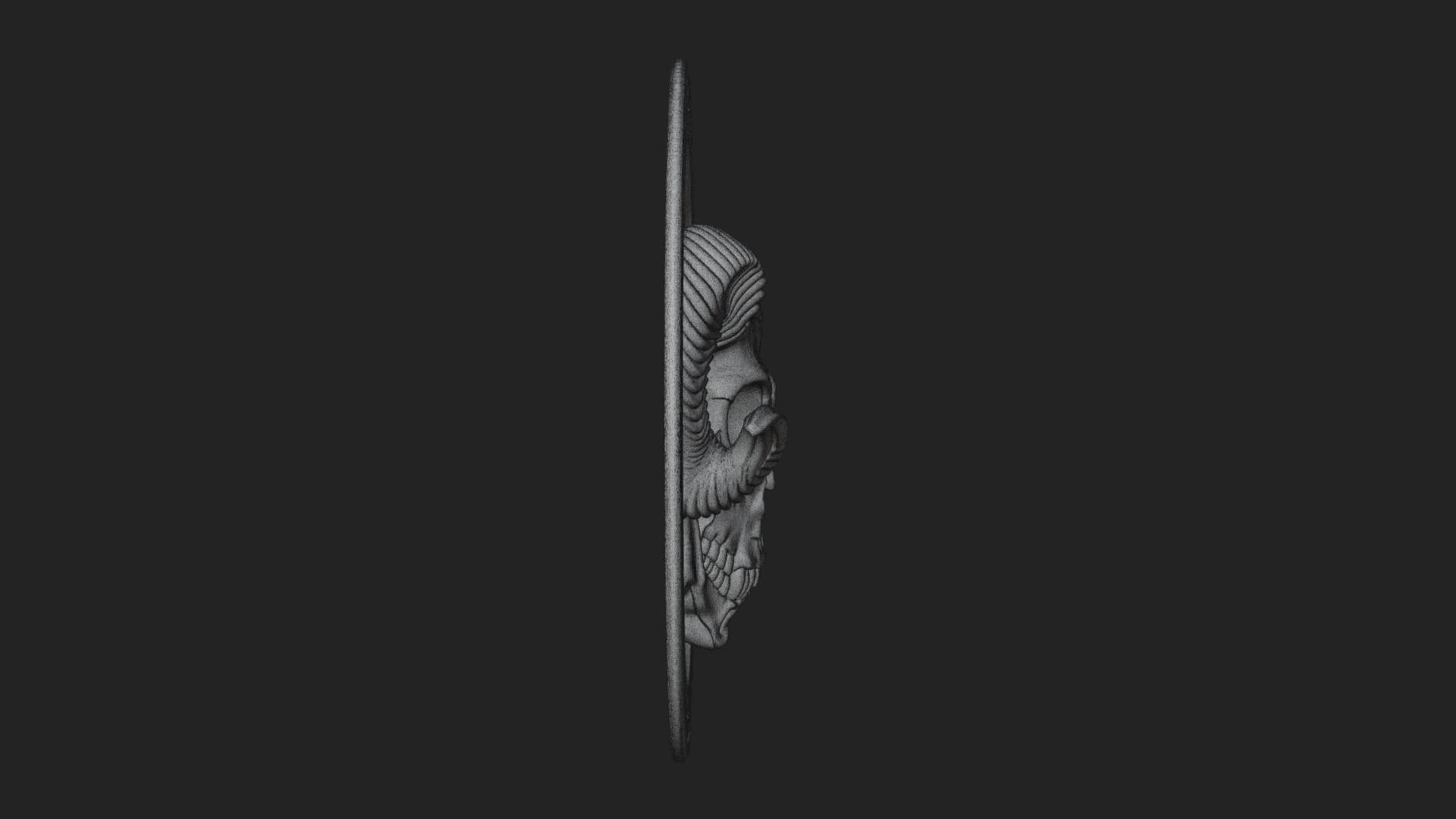 Ram Skull Oval Relief Plaque Design 2 3D Print Model 3D Model