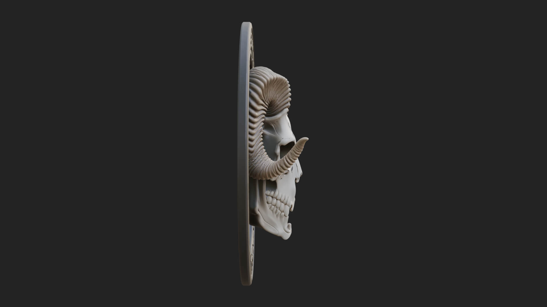 Ram Skull Oval Relief Plaque Design 3 3D Print Model 3D Model